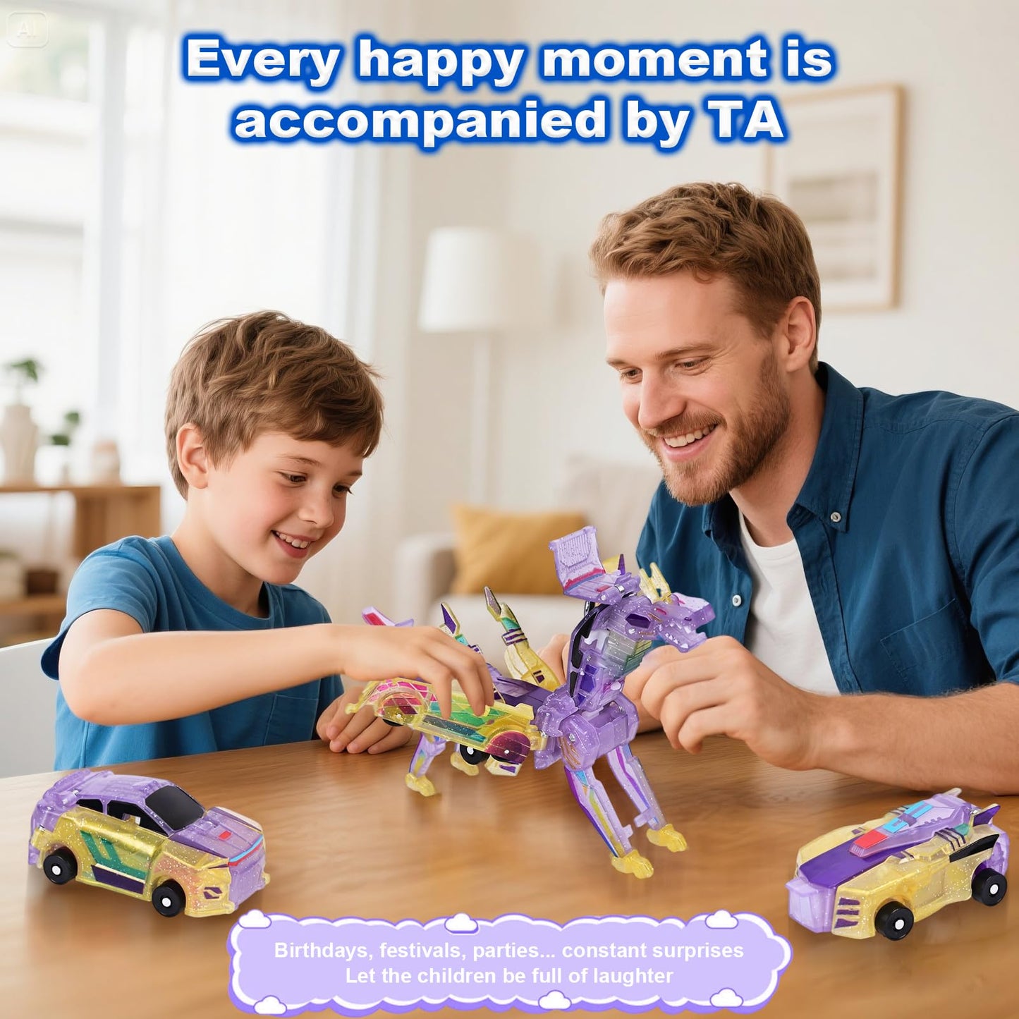 Gkiozu Magnetic Dinosaur Car Toy – 2-in-1 Crash & Transform Vehicle, No Battery Needed, Ages 3–12