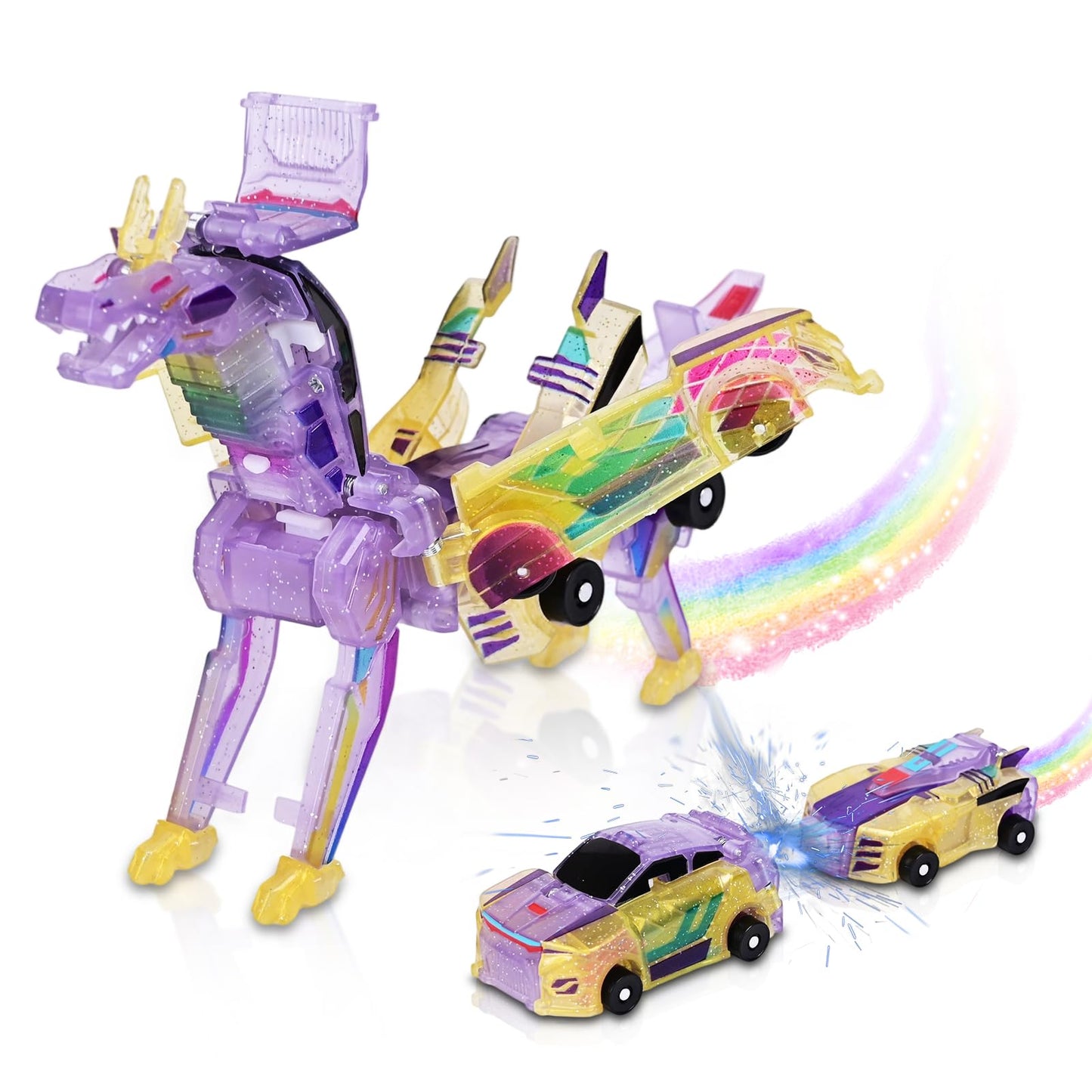 Gkiozu Magnetic Dinosaur Car Toy – 2-in-1 Crash & Transform Vehicle, No Battery Needed, Ages 3–12