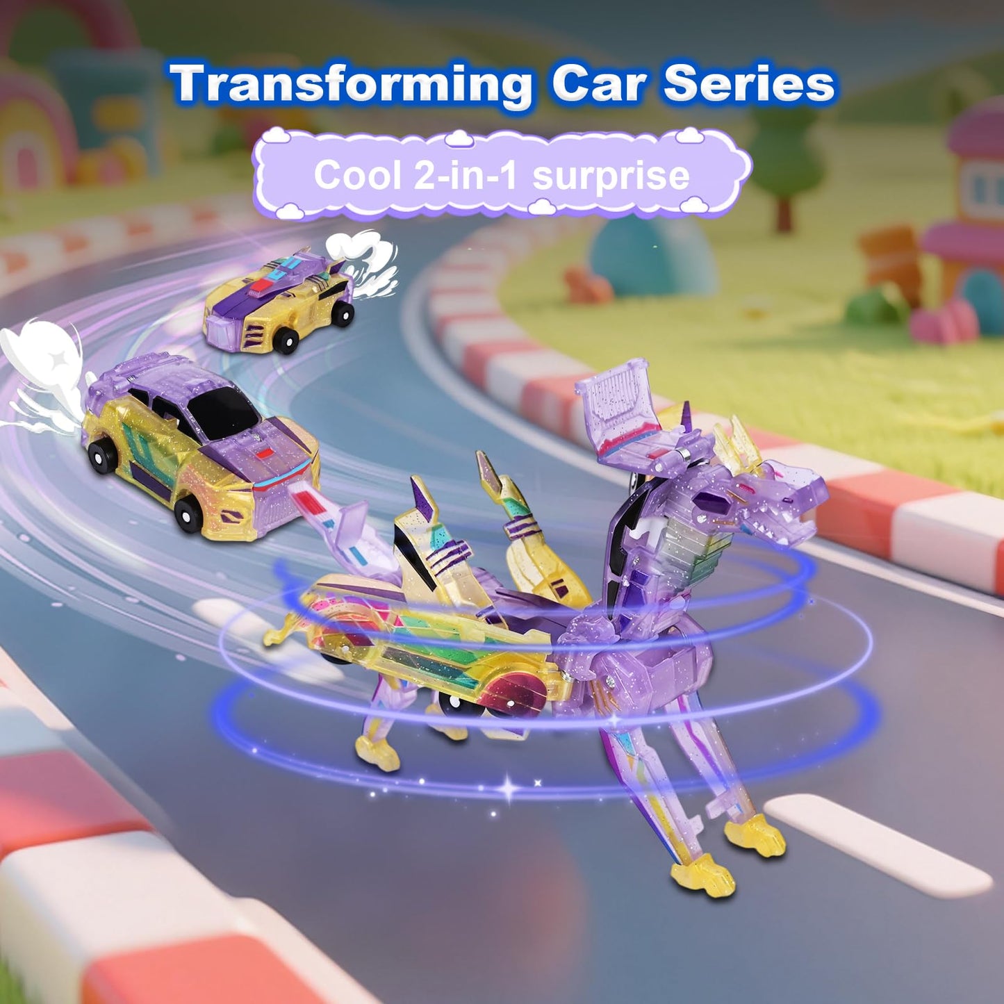 Gkiozu Magnetic Dinosaur Car Toy – 2-in-1 Crash & Transform Vehicle, No Battery Needed, Ages 3–12