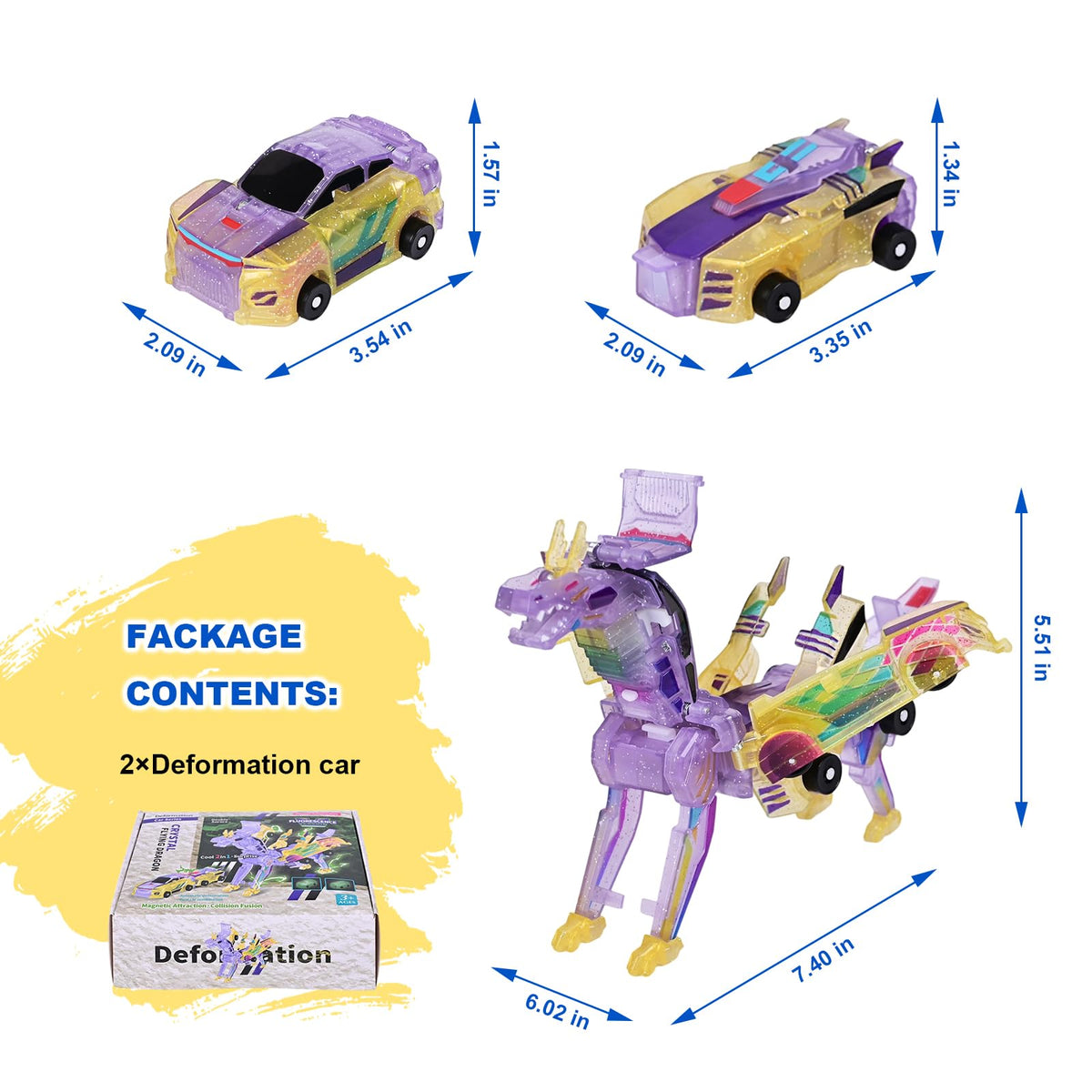 Gkiozu Magnetic Dinosaur Car Toy – 2-in-1 Crash & Transform Vehicle, No Battery Needed, Ages 3–12