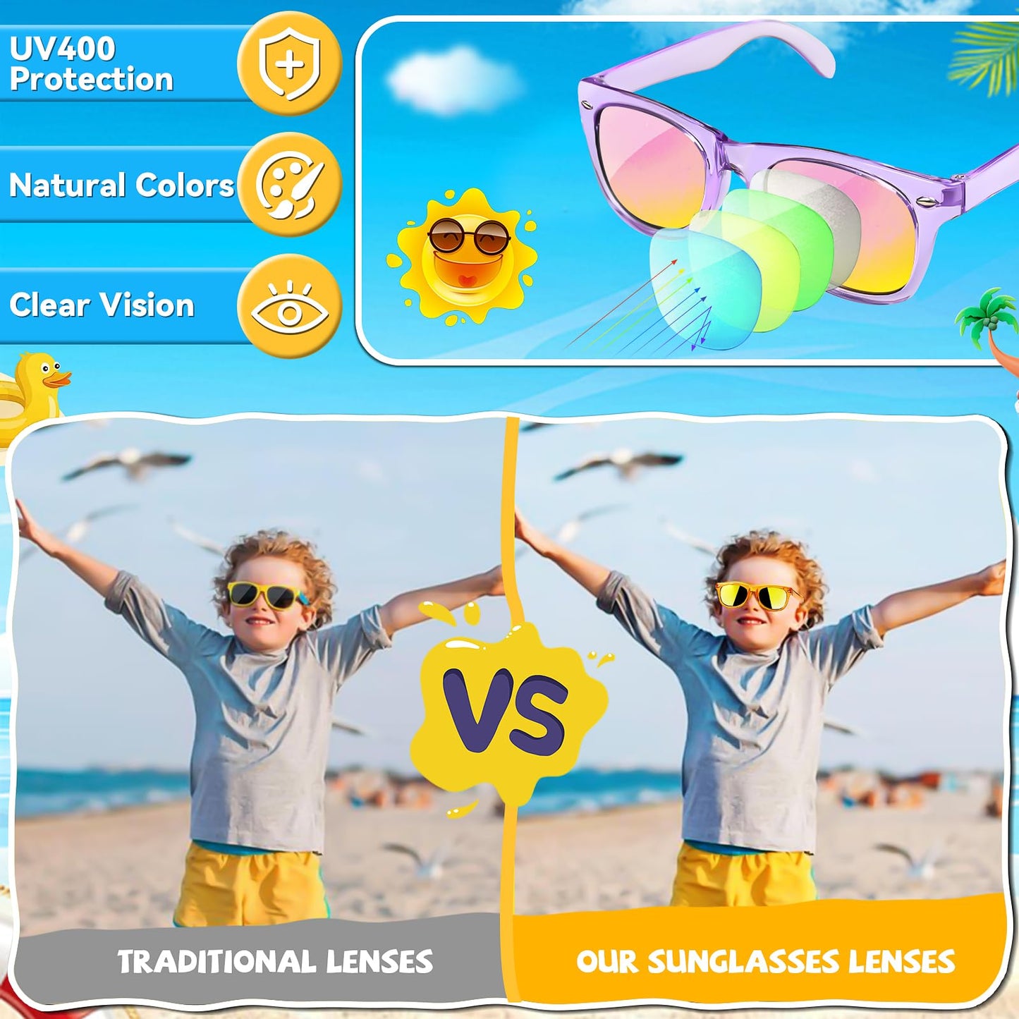 GKTZ Kids Sunglasses Neon Pack – UV400 Protection, 16 Pack Party Favors