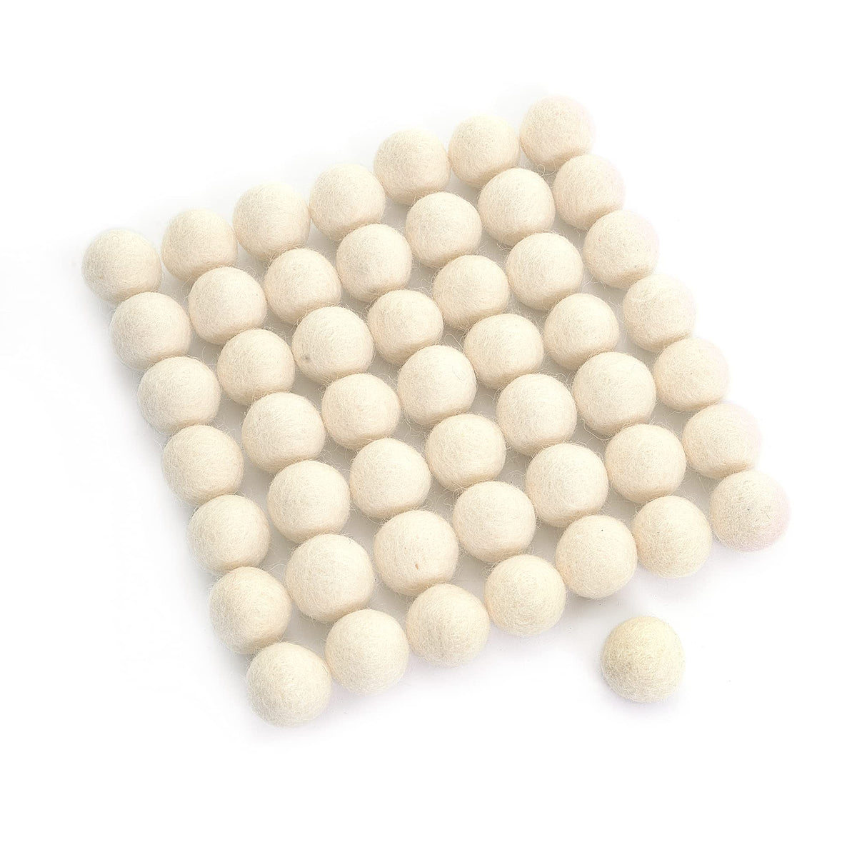Glaciart One Wool Felt Balls - 60 Pcs, 25mm (1") Handmade Pure White Felt Balls for Felting & Garland