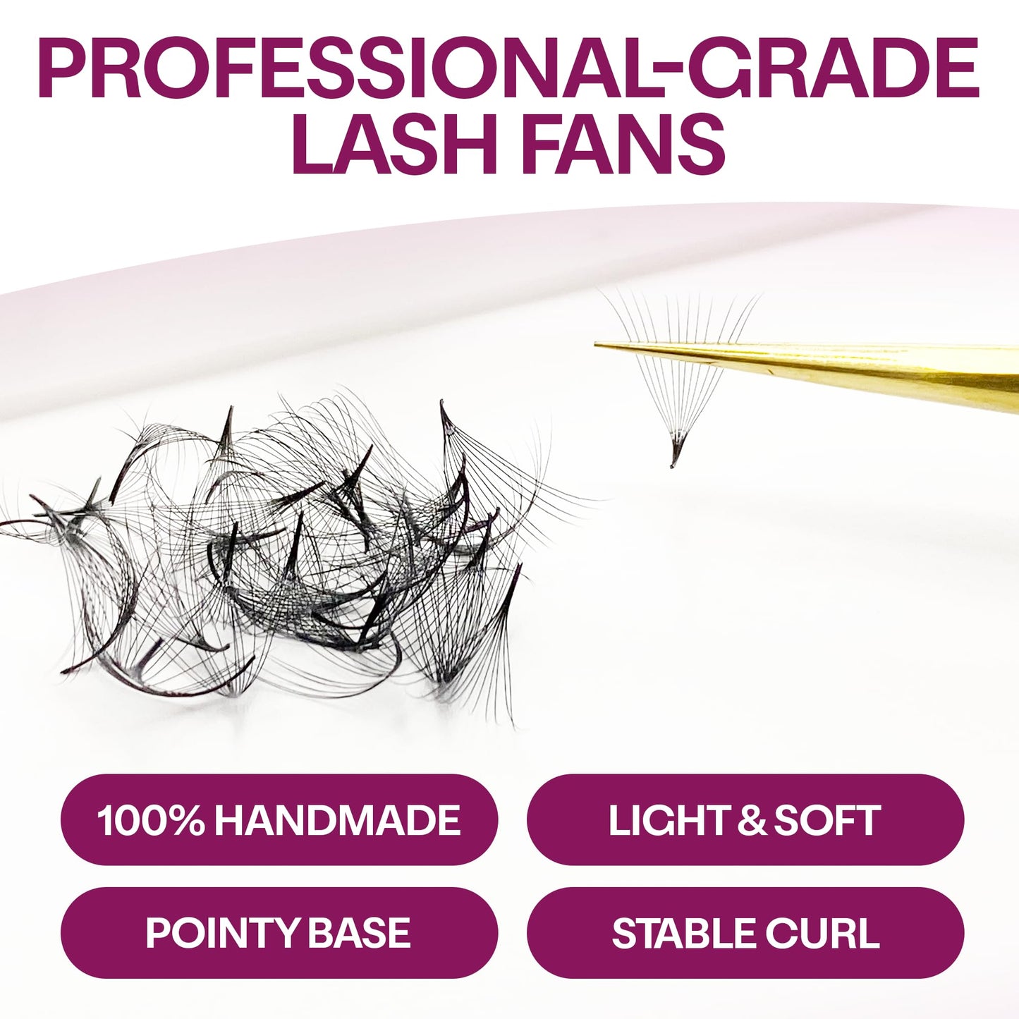 Glamgaze 500 Promade Lash Fans – 3D to 16D Premade Volume, 0.05-0.07mm, 8-17mm