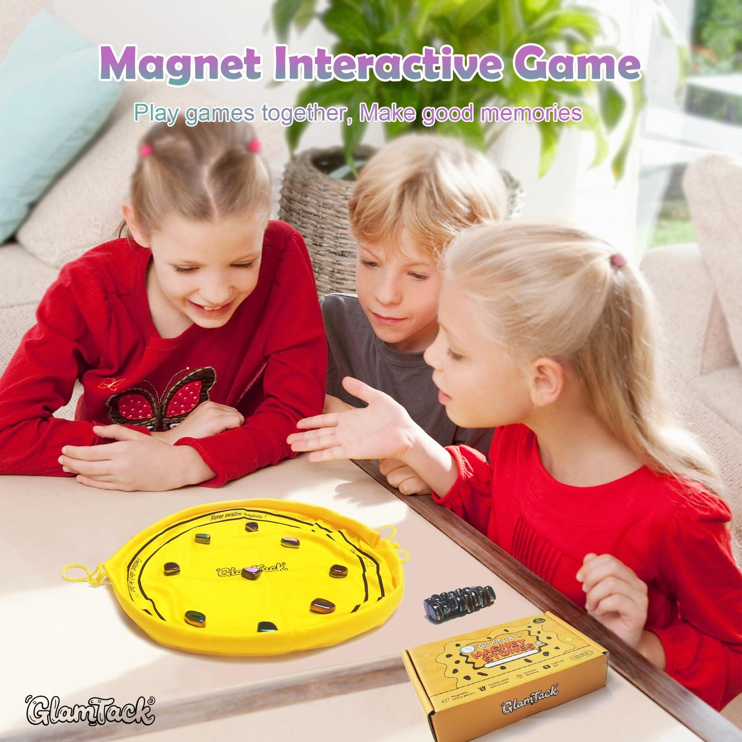 GlamTack Magnetic Chess Game – 24 Stones, 2-in-1 Travel Mat & Bag
