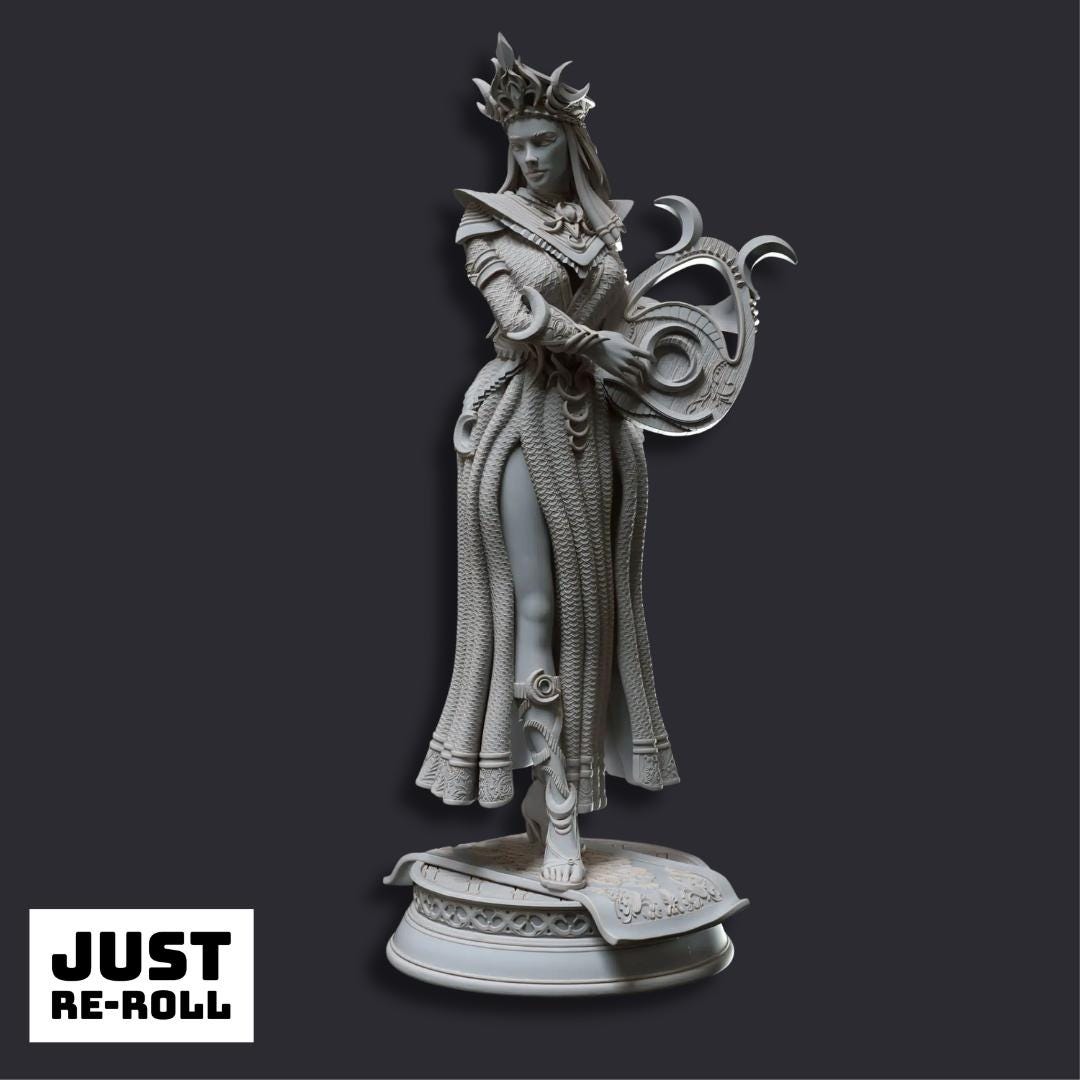 Glanbeli Sorcerer Miniature – First Light (Human Form), Fantasy Sculpt, Grey Resin (40mm Height)