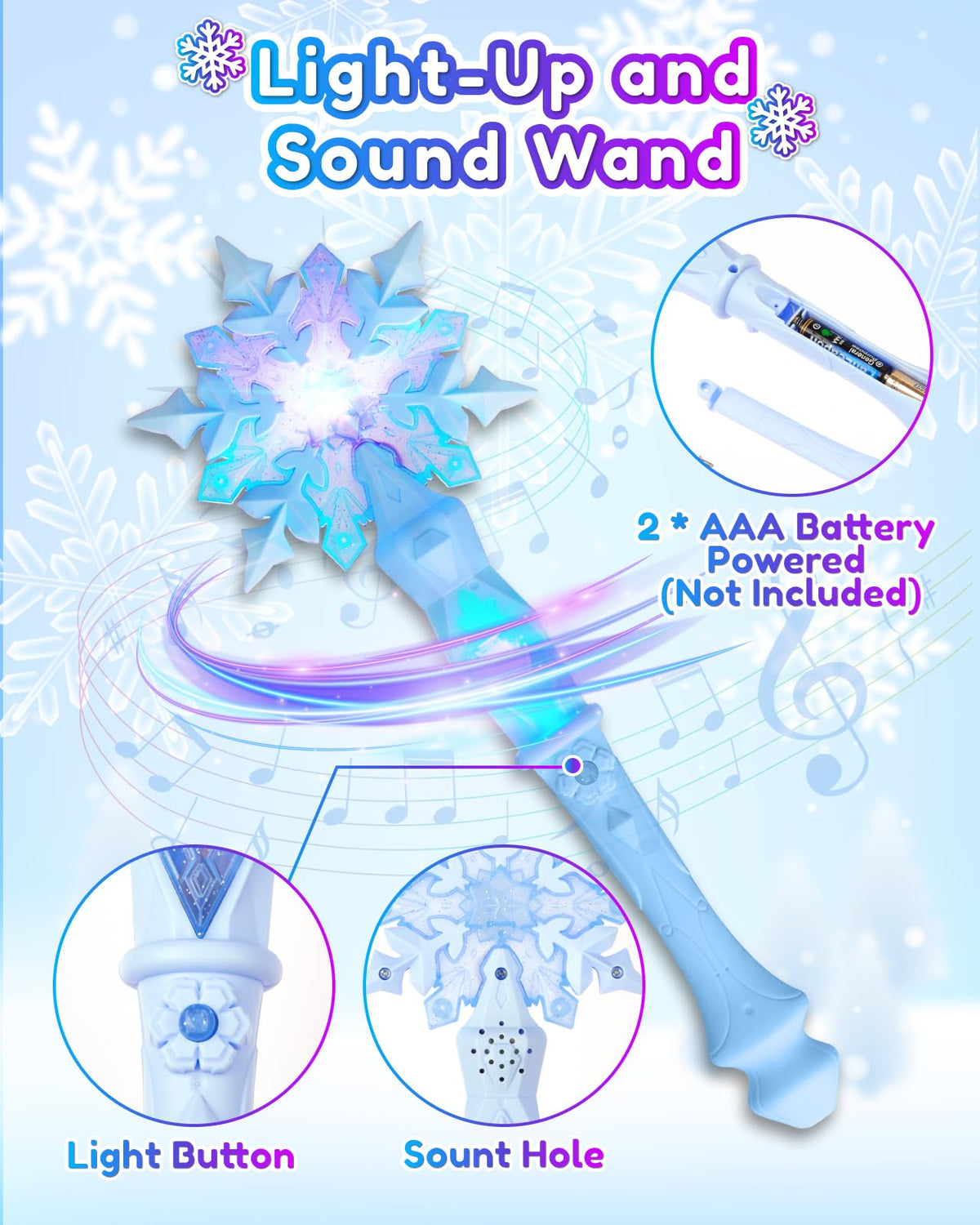 Gleamkid Frozen Princess Dress Up Set – Light Up Cape, Music Wand & Makeup Kit for Girls 3+