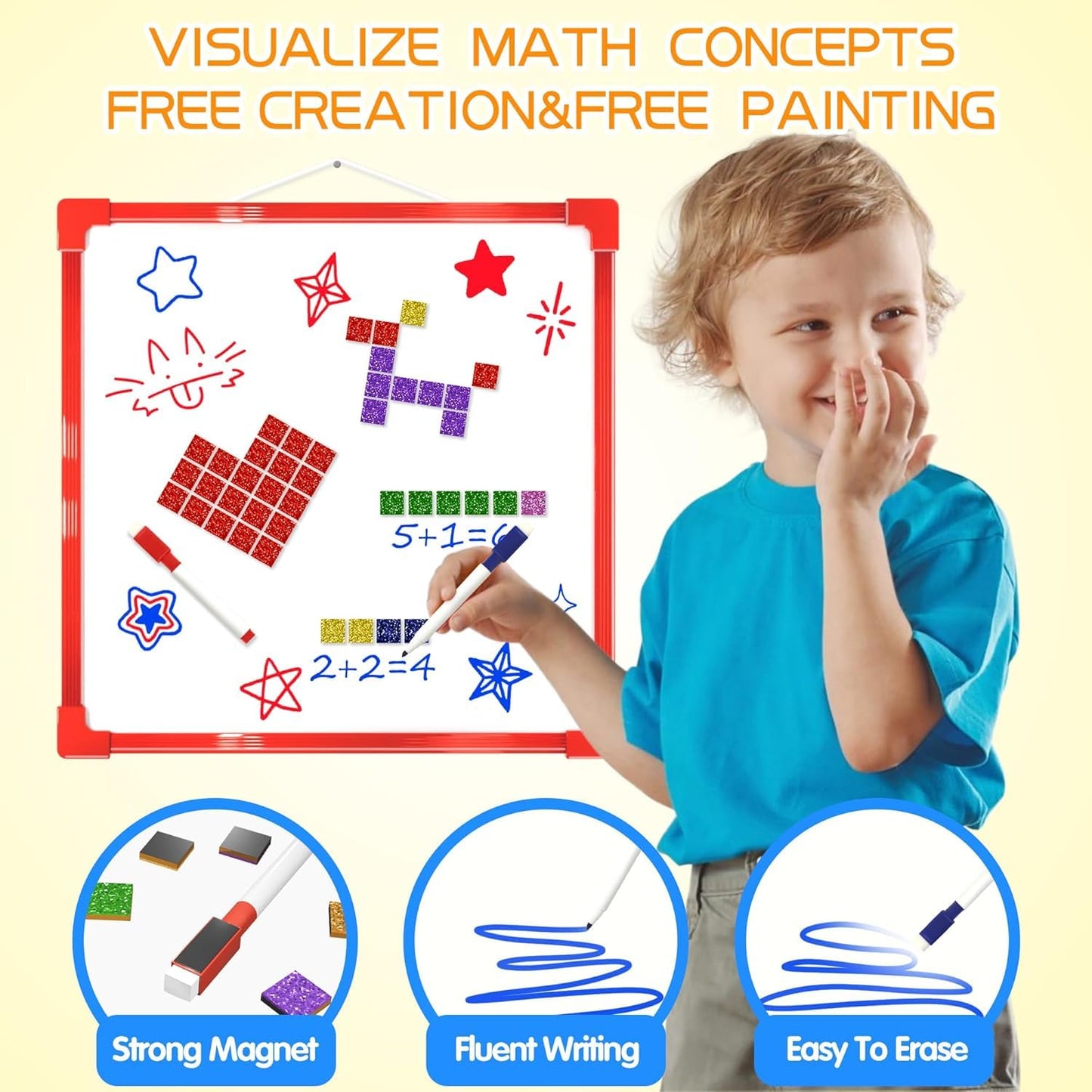 GLEEHAPY Learning Mosaic Magnetic Puzzle – 330 Foam Tiles, 20 Designs, STEM & Montessori Toy for Kids 4-12