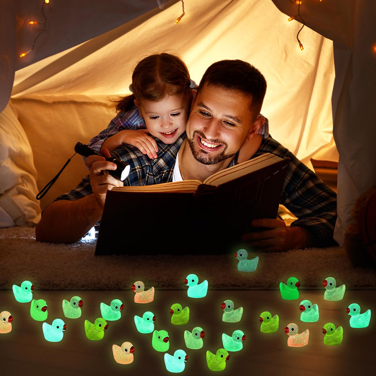 GliSun 225-Piece Luminous Mini Resin Ducks – Glow-in-the-Dark Decor for Garden & DIY Crafts