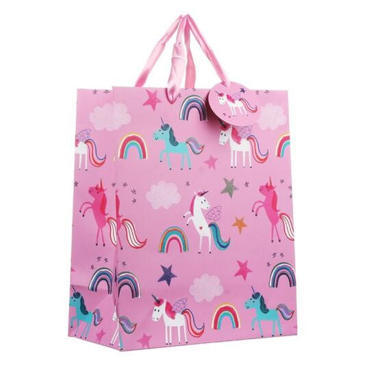 Gift Bag - Large:  Pink Unicorns