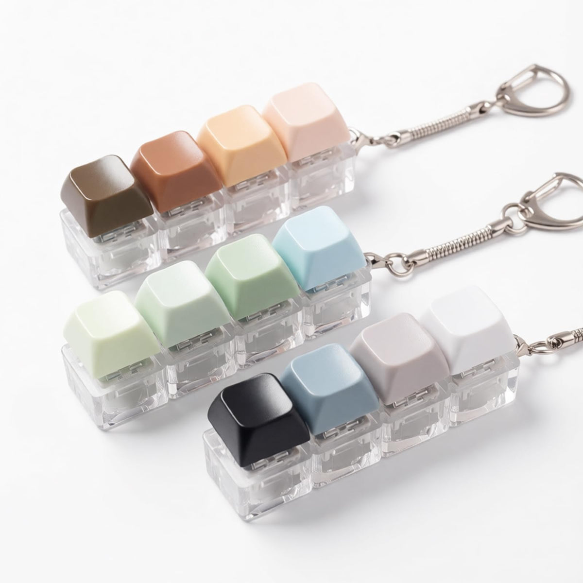 Gliging 3 Pcs Keyboard Fidget Toy – 4-in-1 Loud Clicker Keychain for Focus and Calm