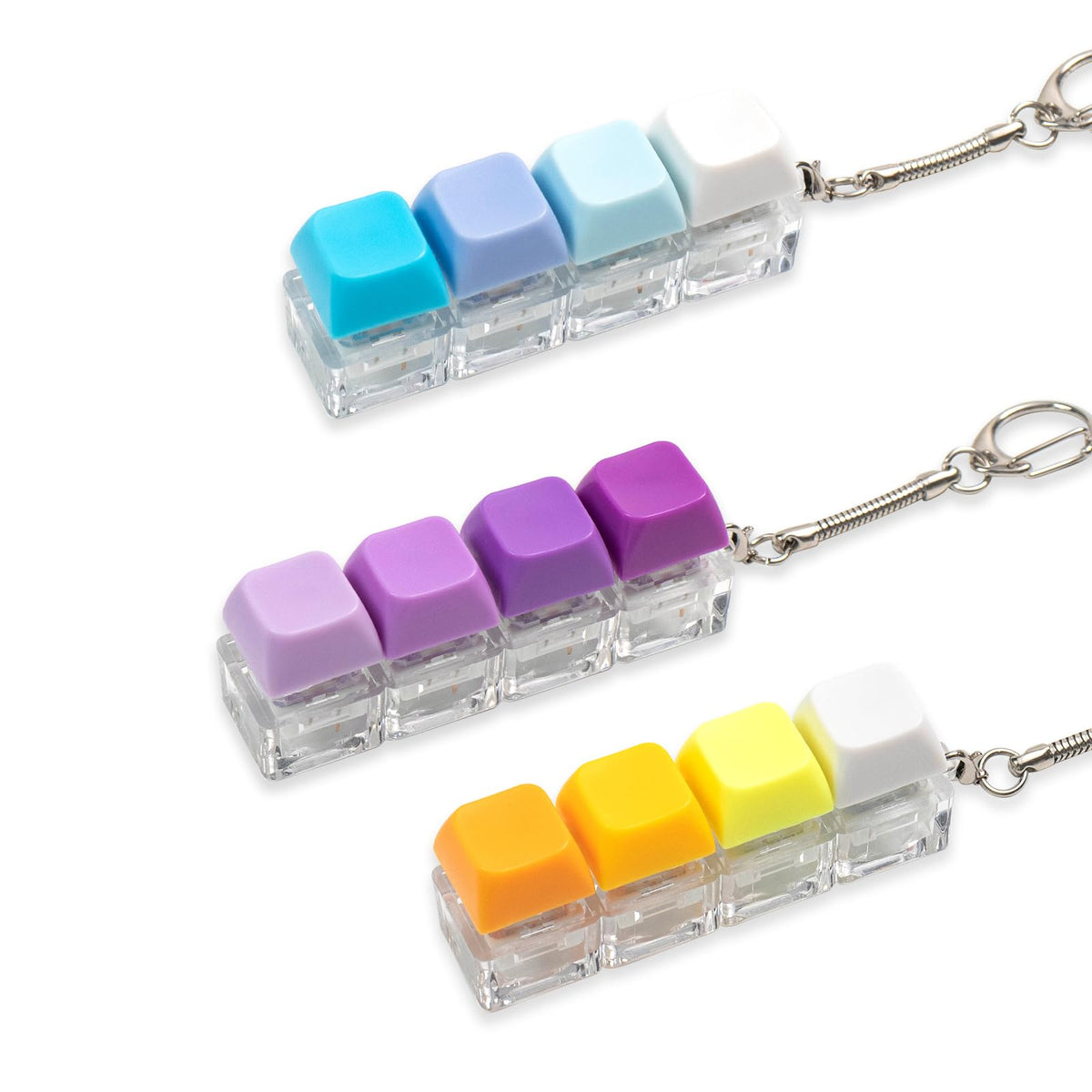 Gliging 3 Pcs Keyboard Fidget Toy – Colorful Gradient 4-in-1 Clicker Keychain for Stress Relief