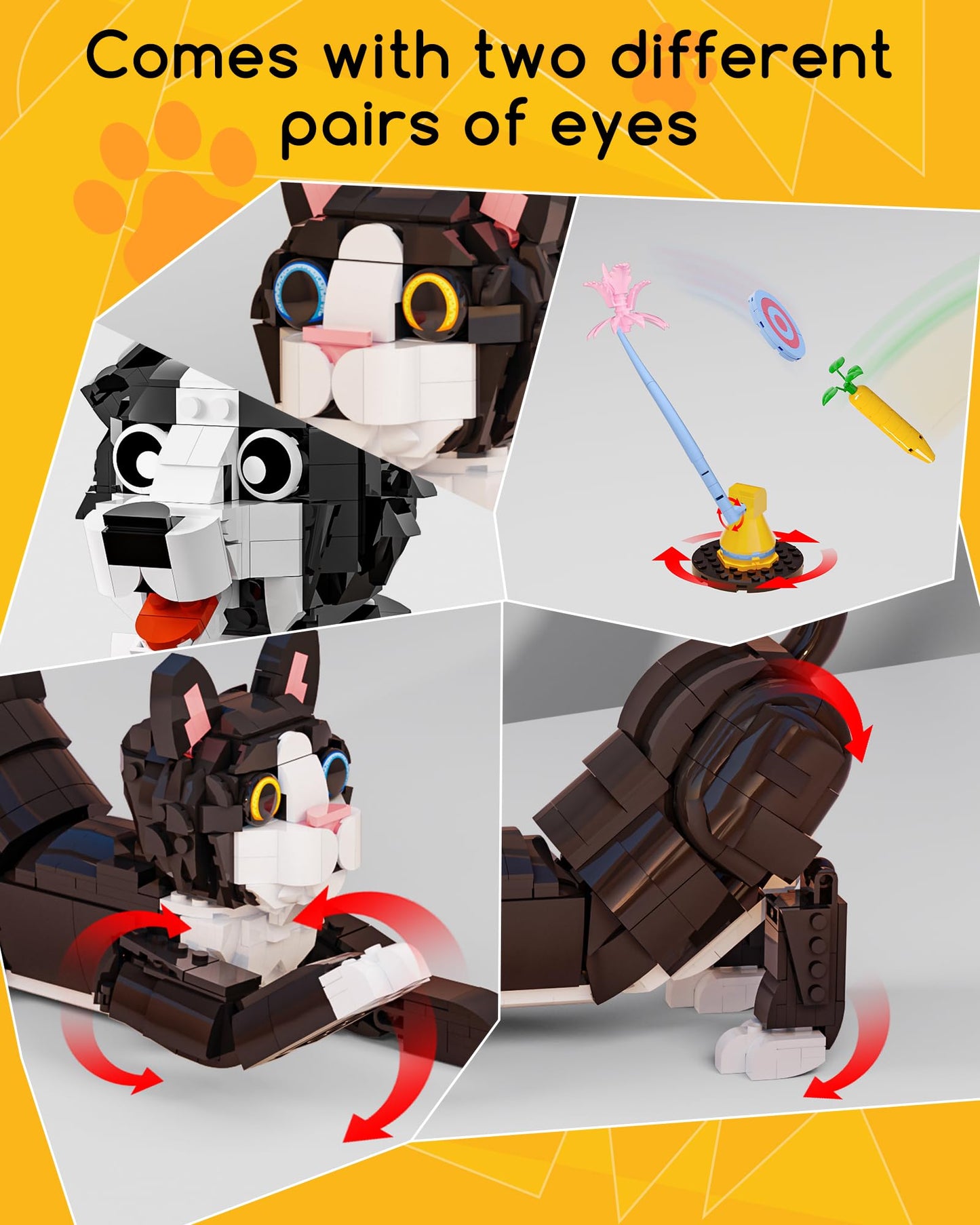 Glikid 3 in 1 Animal Tuxedo Cat Building Set – Build Cat, Dog or Rabbit