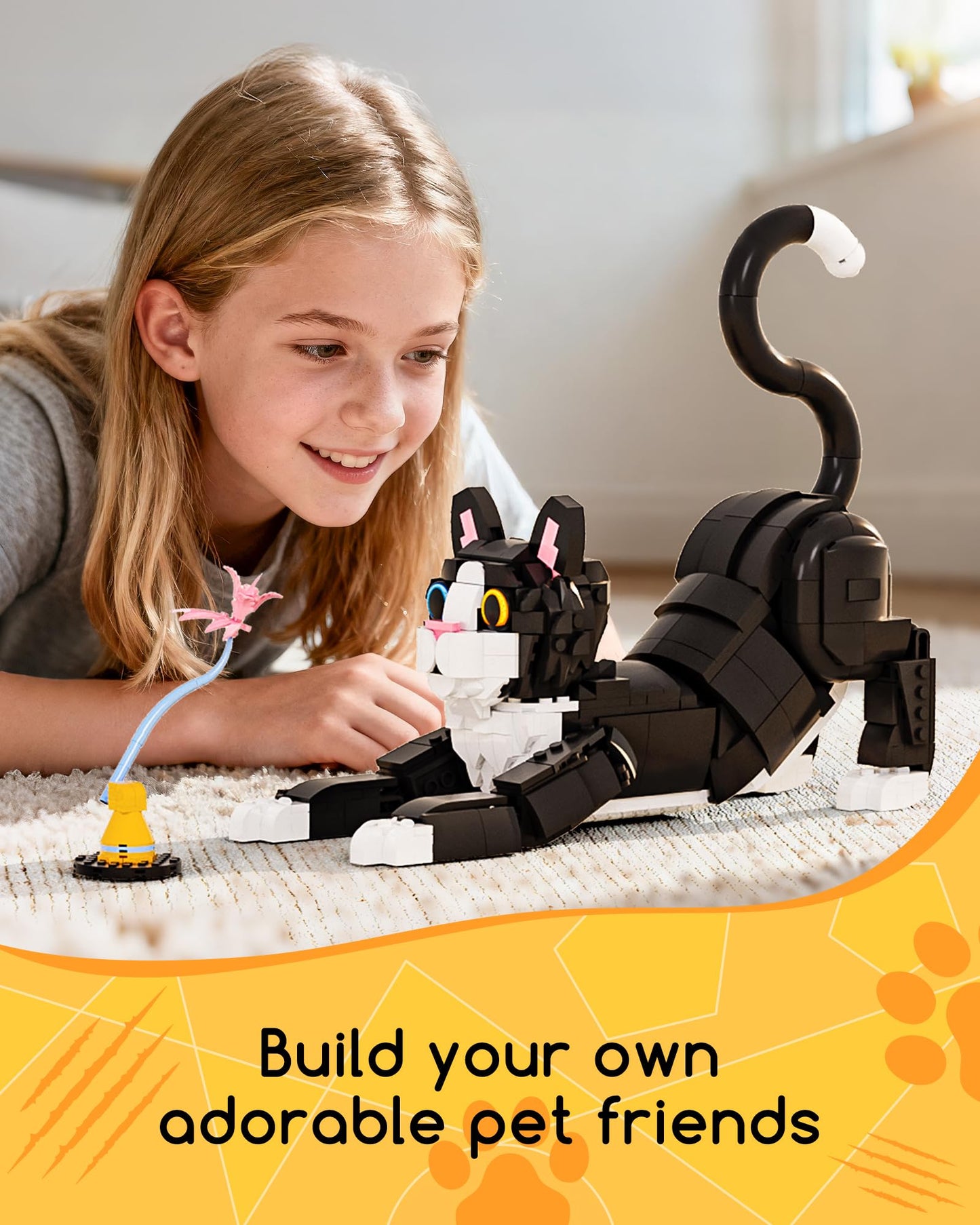 Glikid 3 in 1 Animal Tuxedo Cat Building Set – Build Cat, Dog or Rabbit