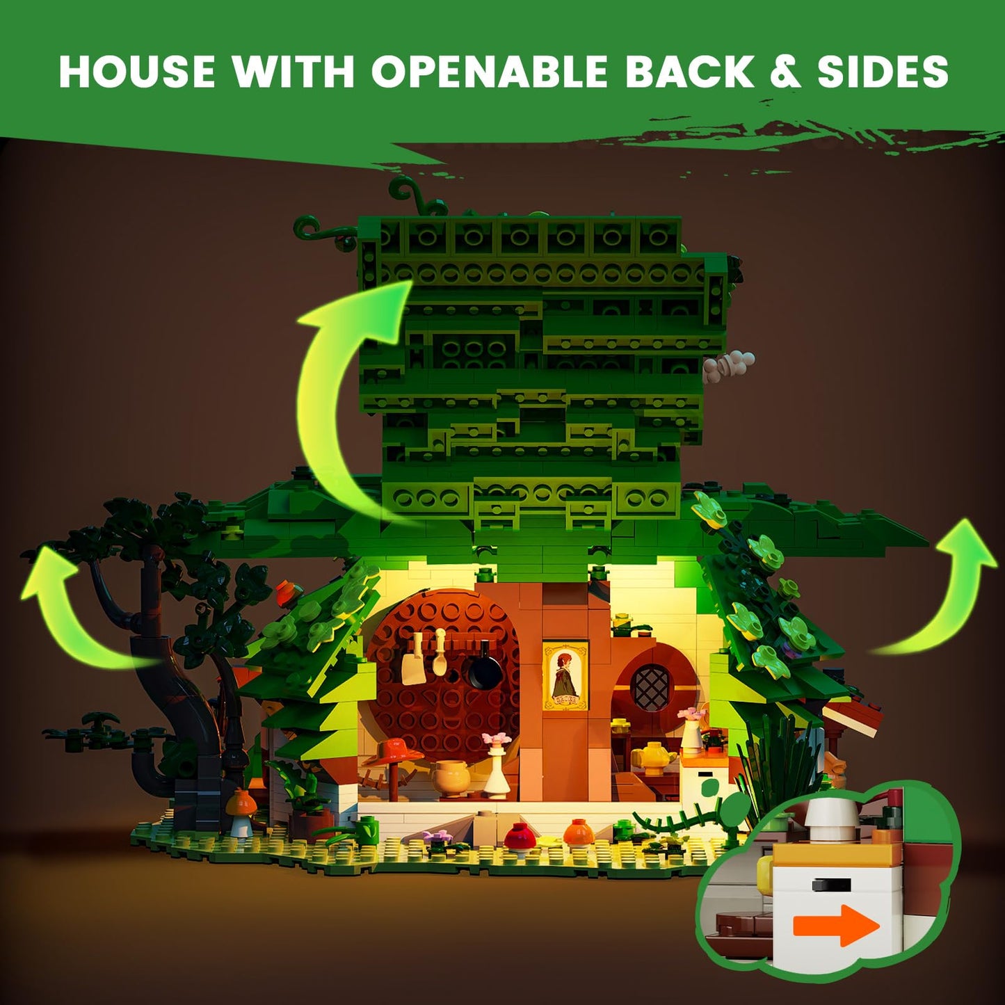 Glikid Dwarf Cabin Building Set with LED Light – Collectible Display for Home & Office