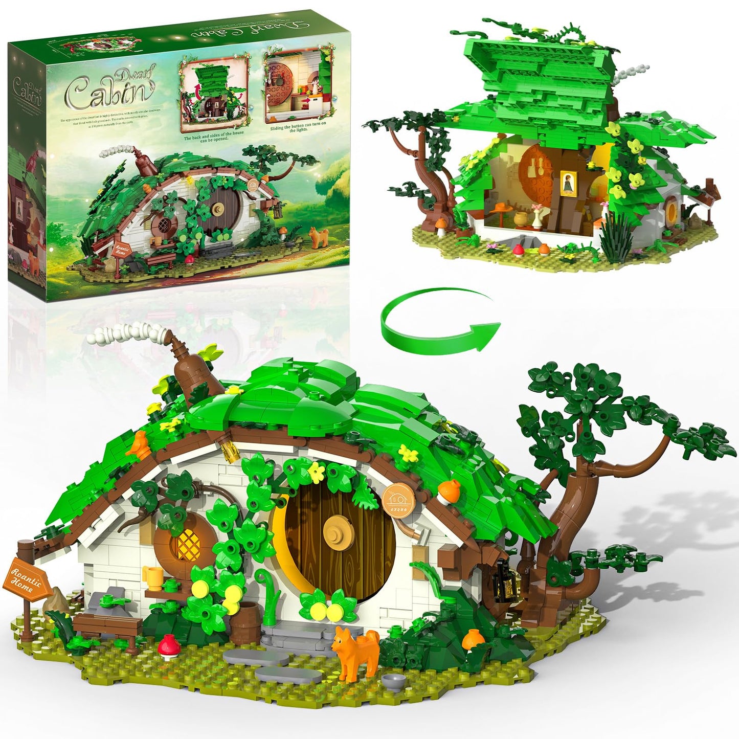 Glikid Dwarf Cabin Building Set with LED Light – Collectible Display for Home & Office