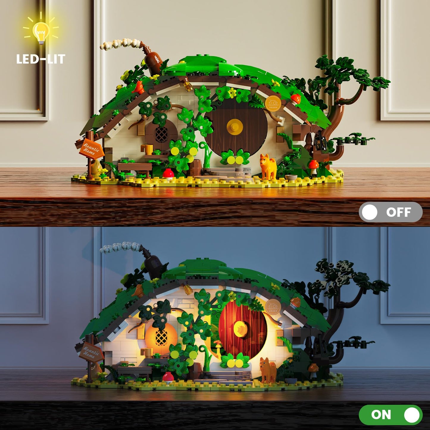 Glikid Dwarf Cabin Building Set with LED Light – Collectible Display for Home & Office
