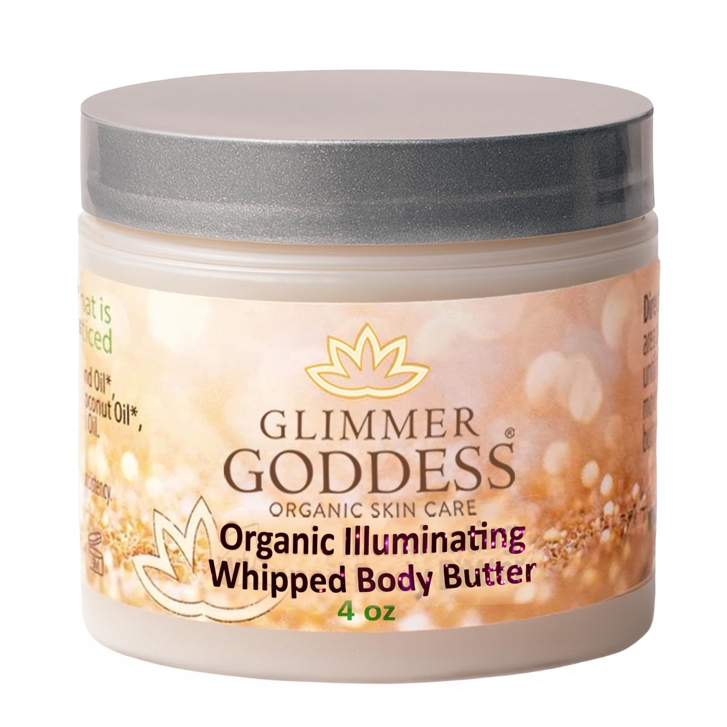 Glimmer Goddess Shimmer Body Butter – Organic Whipped Shea Hydration & Bronze Glow | 4 oz