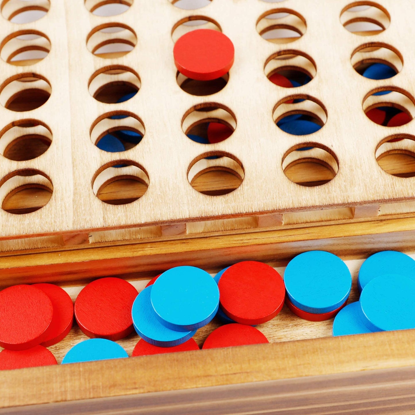 Glintoper Tic Tac Toe & Four-in-a-Row Table Game Set – Wooden Family Strategy Games