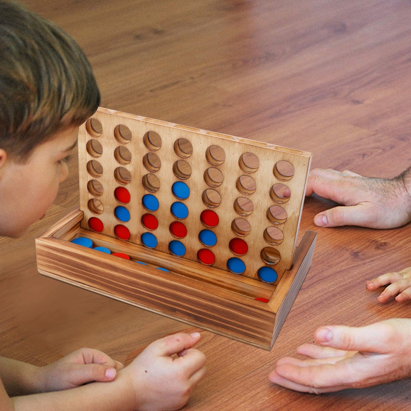 Glintoper Tic Tac Toe & Four-in-a-Row Table Game Set – Wooden Family Strategy Games