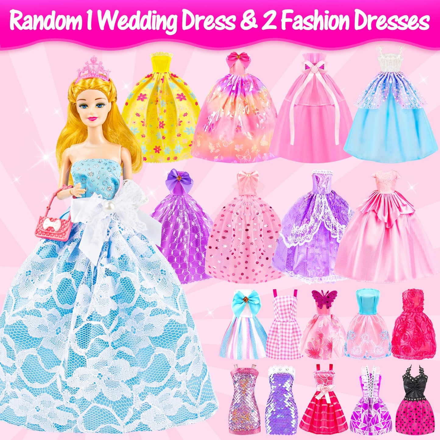 Glisiol 67Pcs Doll Clothes & Accessories Playset with Doll and Pink Scooter