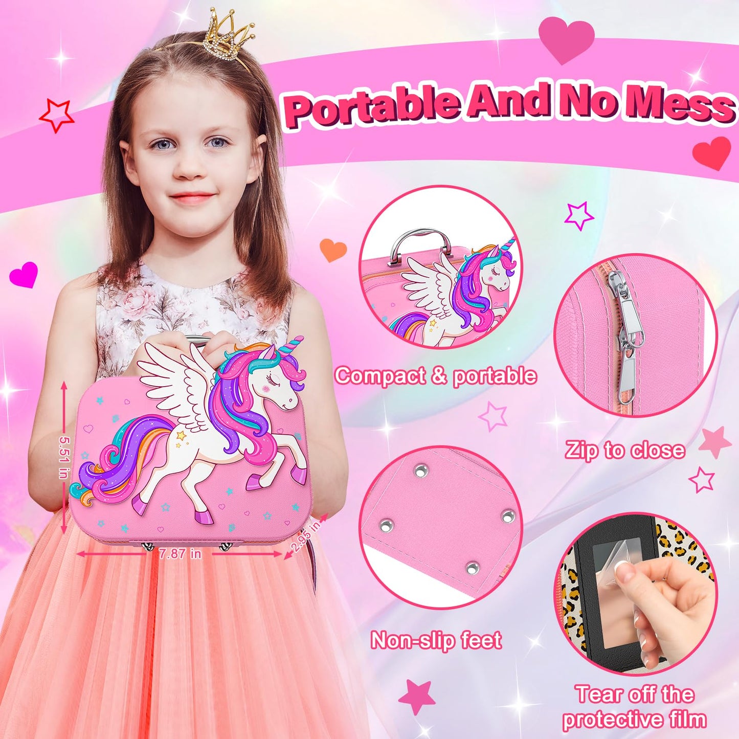 Glisiol Kids Nail Polish Set – Washable, Quick-Dry Kit with Air Dryer & Case