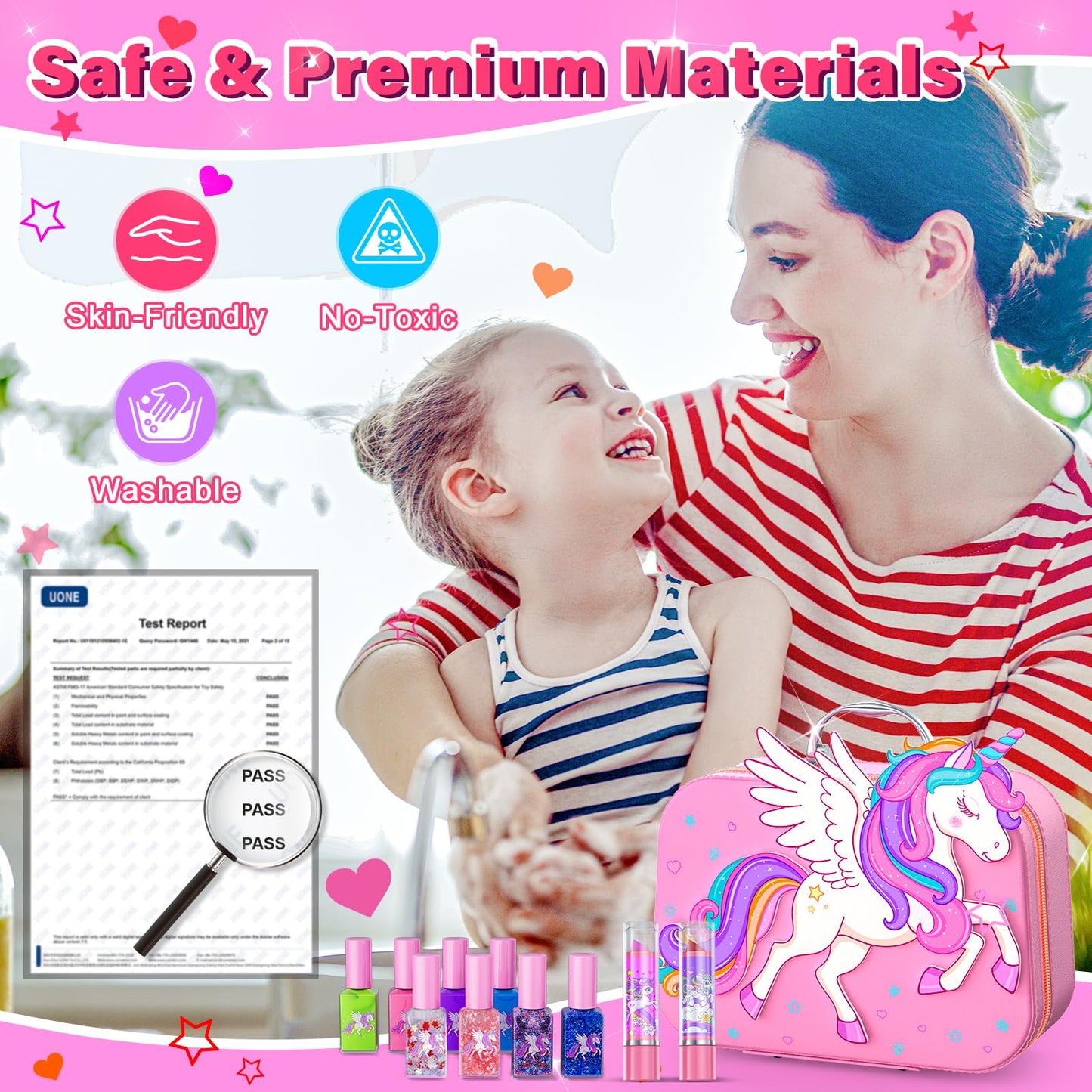Glisiol Kids Nail Polish Set – Washable, Quick-Dry Kit with Air Dryer & Case