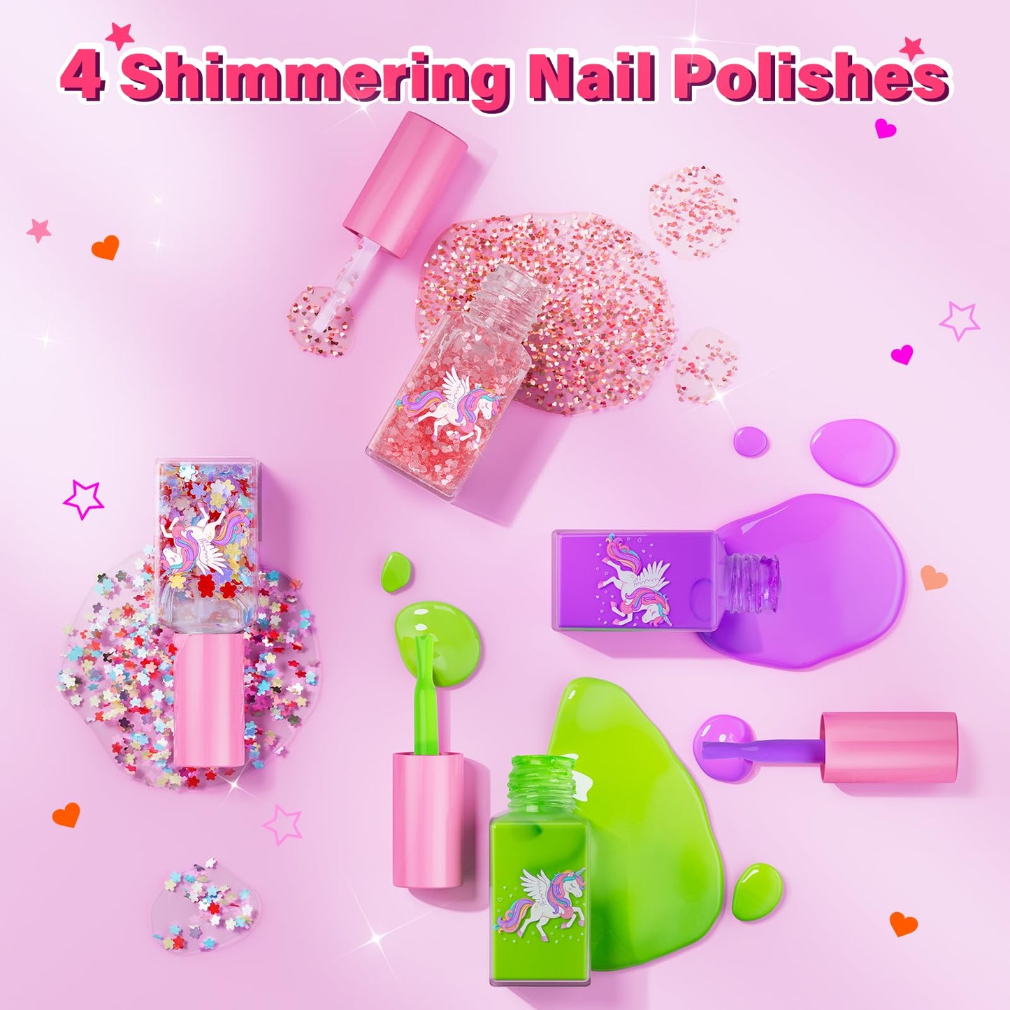 Glisiol Kids Nail Polish Set – Washable, Quick-Dry Kit with Air Dryer & Case