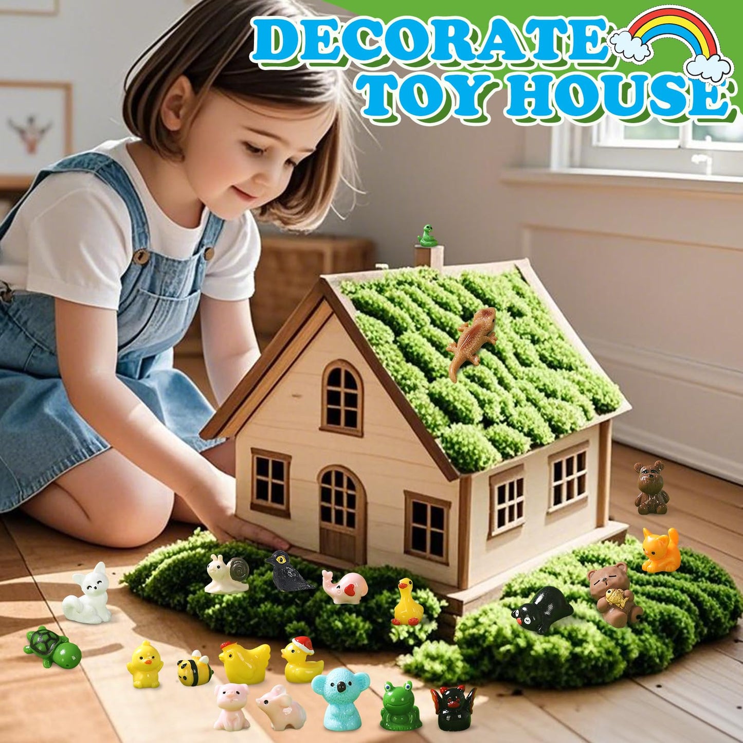 GliSun 60 Pcs Mini Resin Animals — 60 Styles Tiny Figurines for Dollhouse, Fairy Garden & Slime Charms