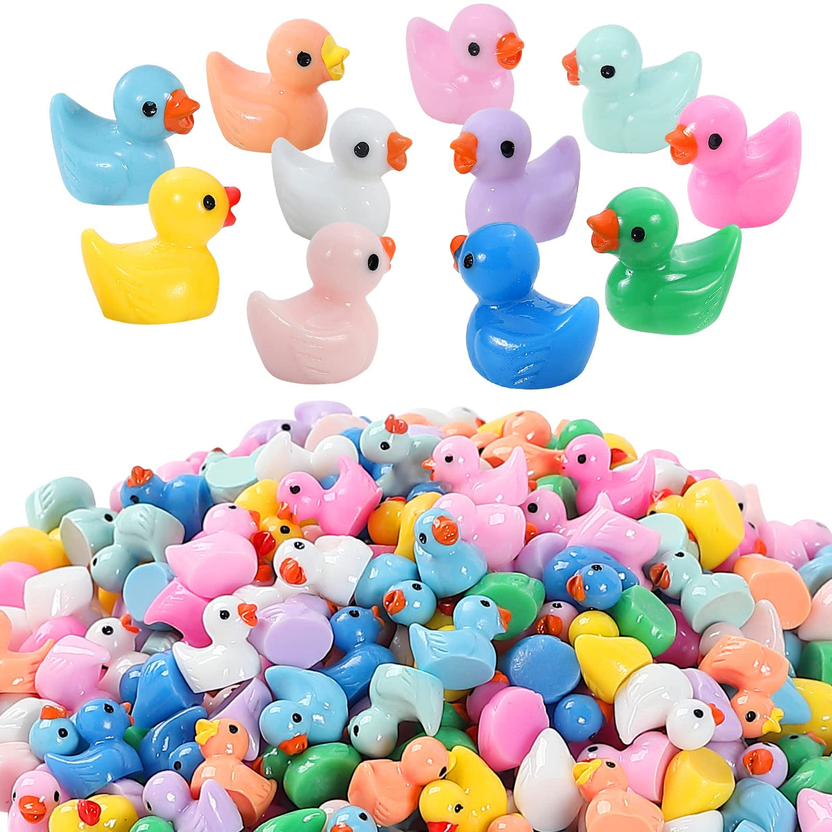GliSun 220 Pieces Mini Resin Ducks in 11 Colors | Garden, Dollhouse & DIY Decor