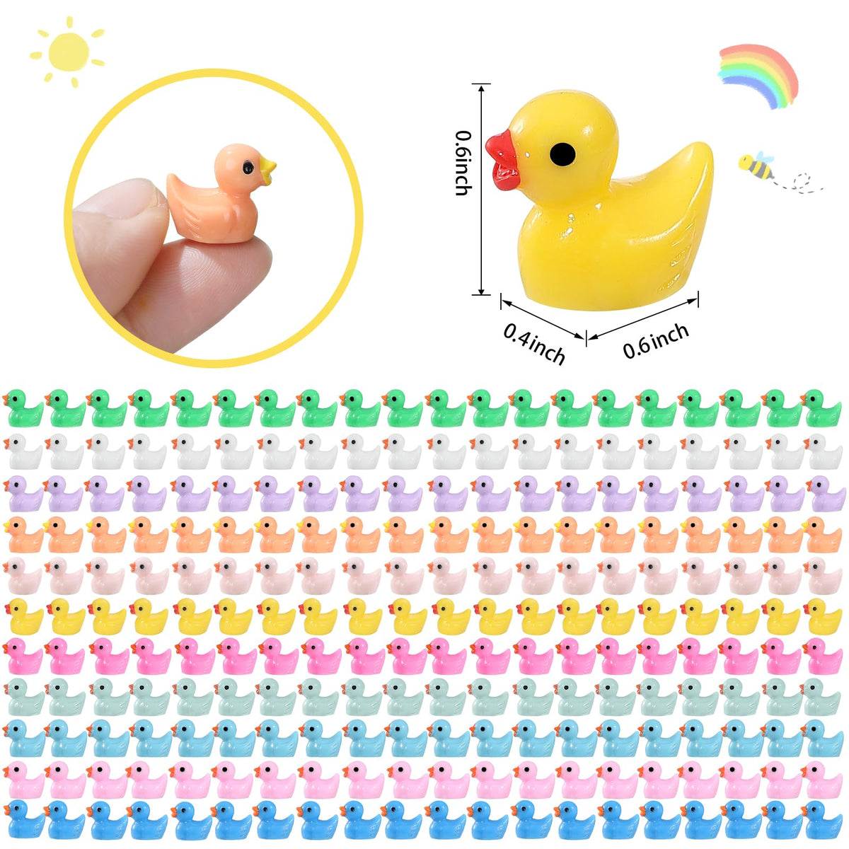 GliSun 220 Pieces Mini Resin Ducks in 11 Colors | Garden, Dollhouse & DIY Decor