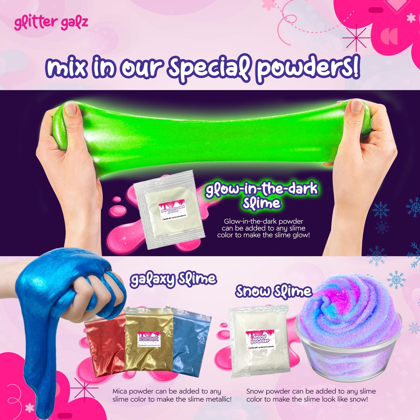 Glitter Galz 75 PCS Ultimate Slime Kit – Jumbo 36-Color Premade Slime with 39 DIY Add-ins, Glow-in-the-Dark & Butter Slime