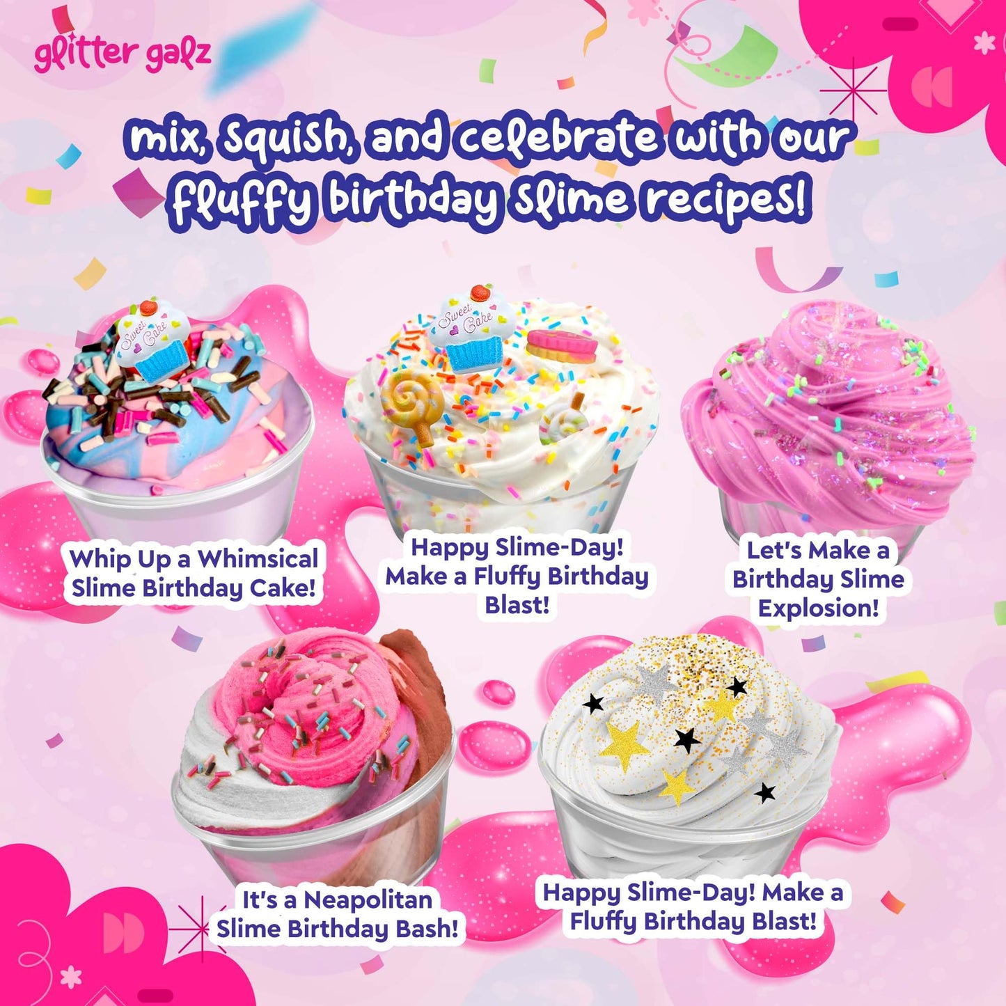 Glitter Galz Slime Kit – DIY Slime Fun for Girls 6+ with 42 Mix-ins