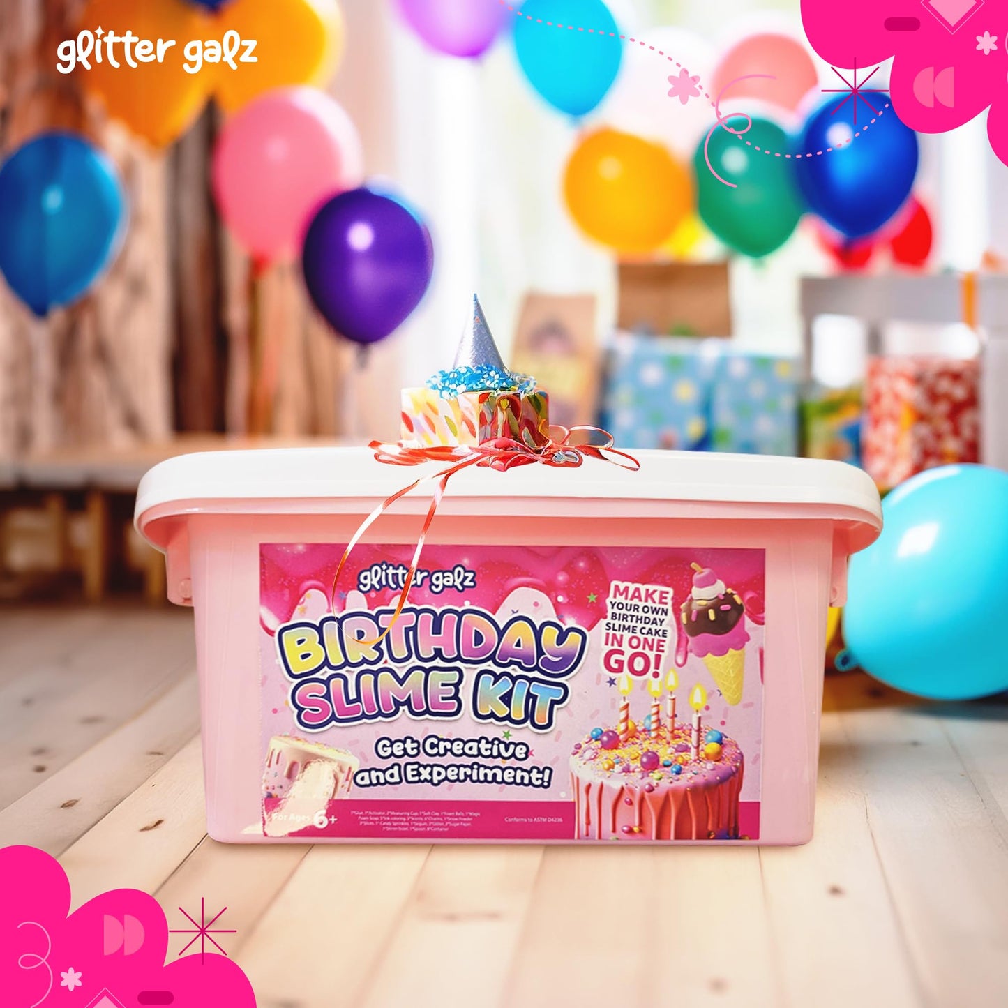 Glitter Galz Slime Kit – DIY Slime Fun for Girls 6+ with 42 Mix-ins