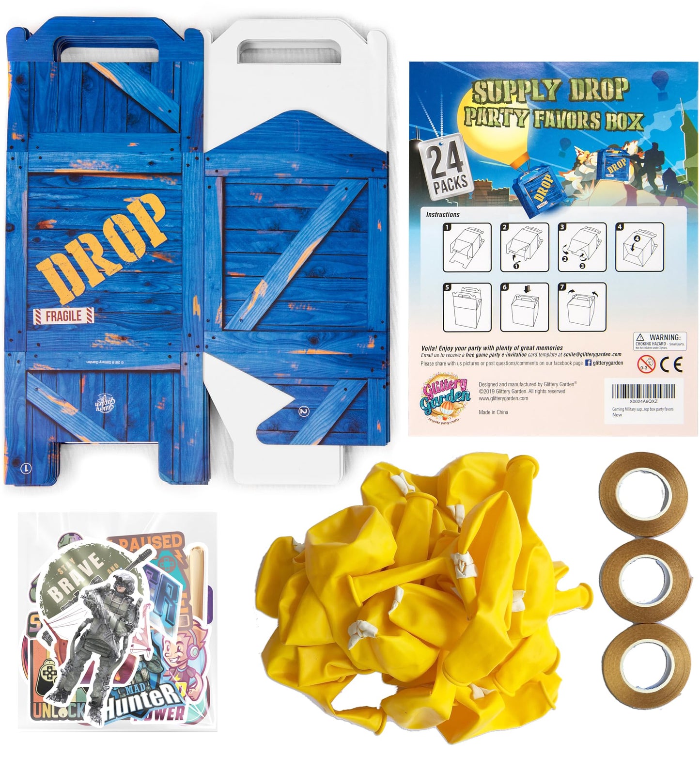 Glittery Garden Loot Drop Box Favors – Gaming Party Supplies