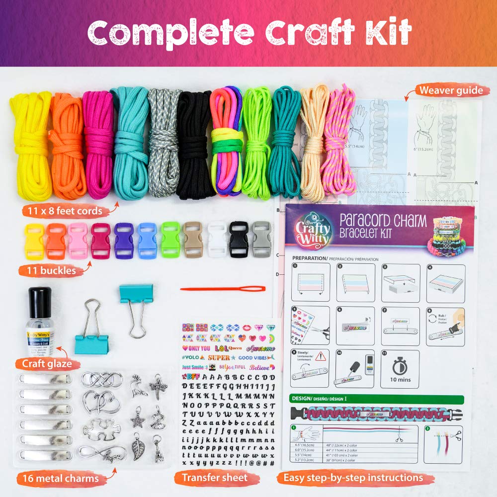 Glittery Garden Paracord Bracelet Kit with Charms – Creative Craft Gift for Girls 8-14