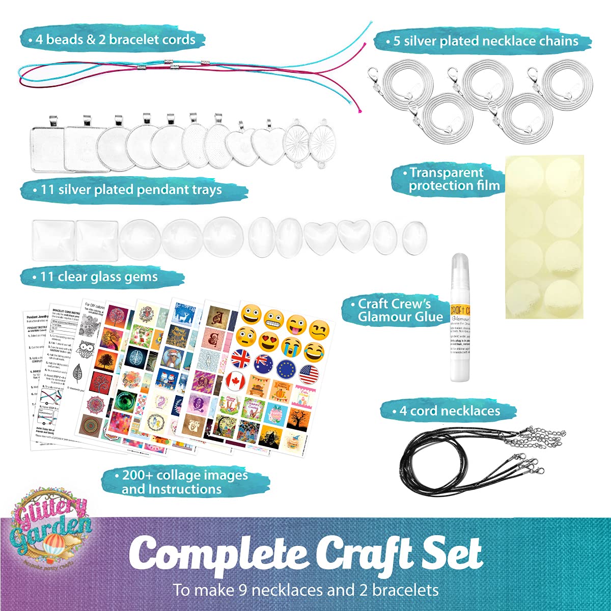 Glittery Garden Girls Jewelry Making Kit – Necklace & Bracelet Crafting Set