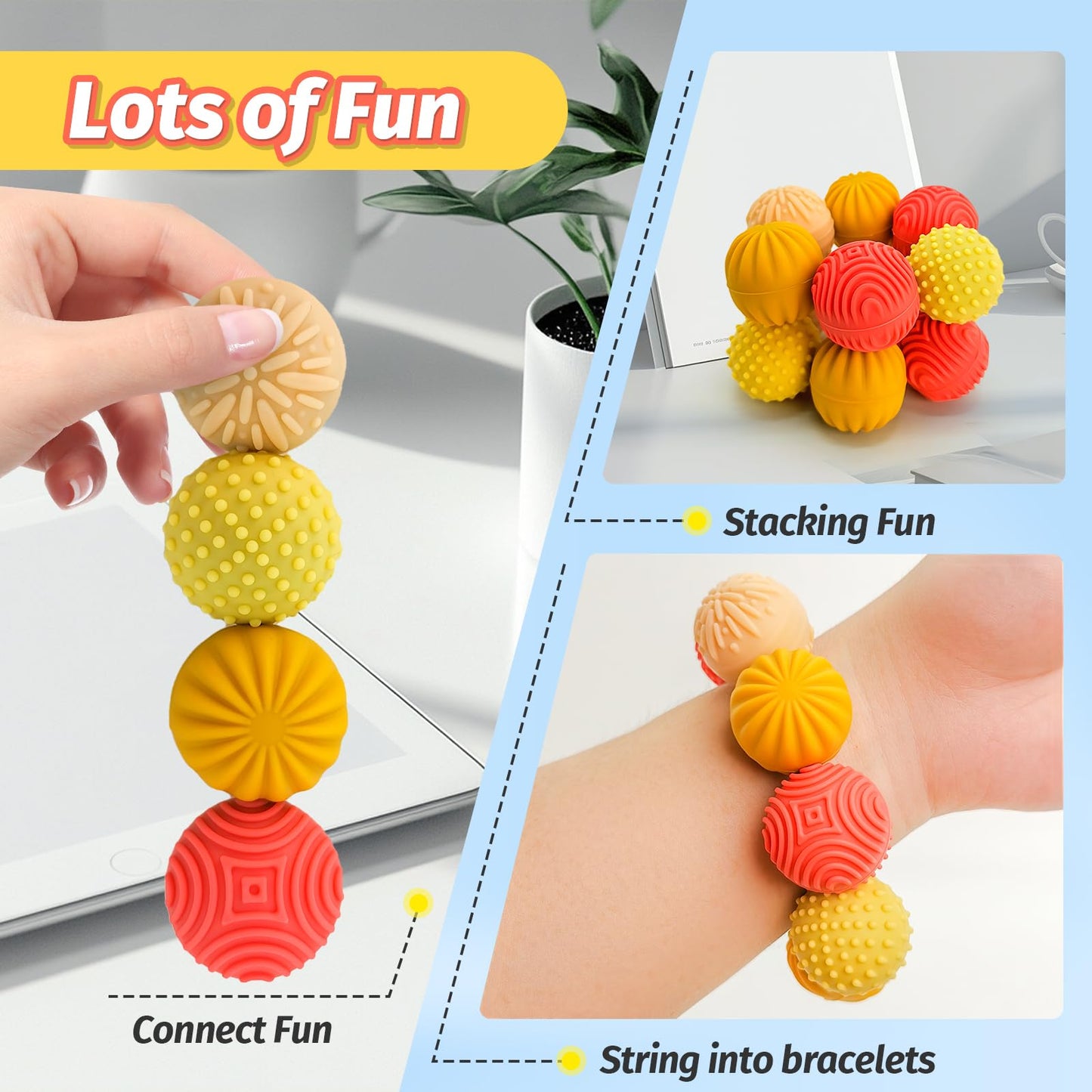 GLMZZ Fidget Magnet Ball Toys – 8-Piece Orange Sensory Set for Focus, Silent Stress Relief, Desk Calm