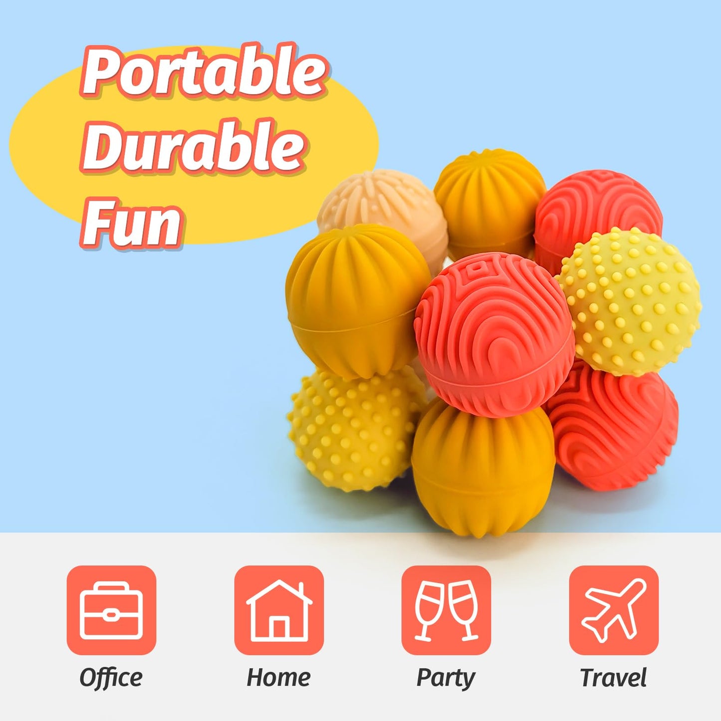 GLMZZ Fidget Magnet Ball Toys – 8-Piece Orange Sensory Set for Focus, Silent Stress Relief, Desk Calm