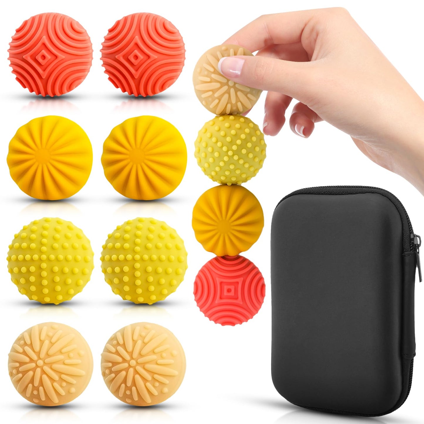 GLMZZ Fidget Magnet Ball Toys – 8-Piece Orange Sensory Set for Focus, Silent Stress Relief, Desk Calm
