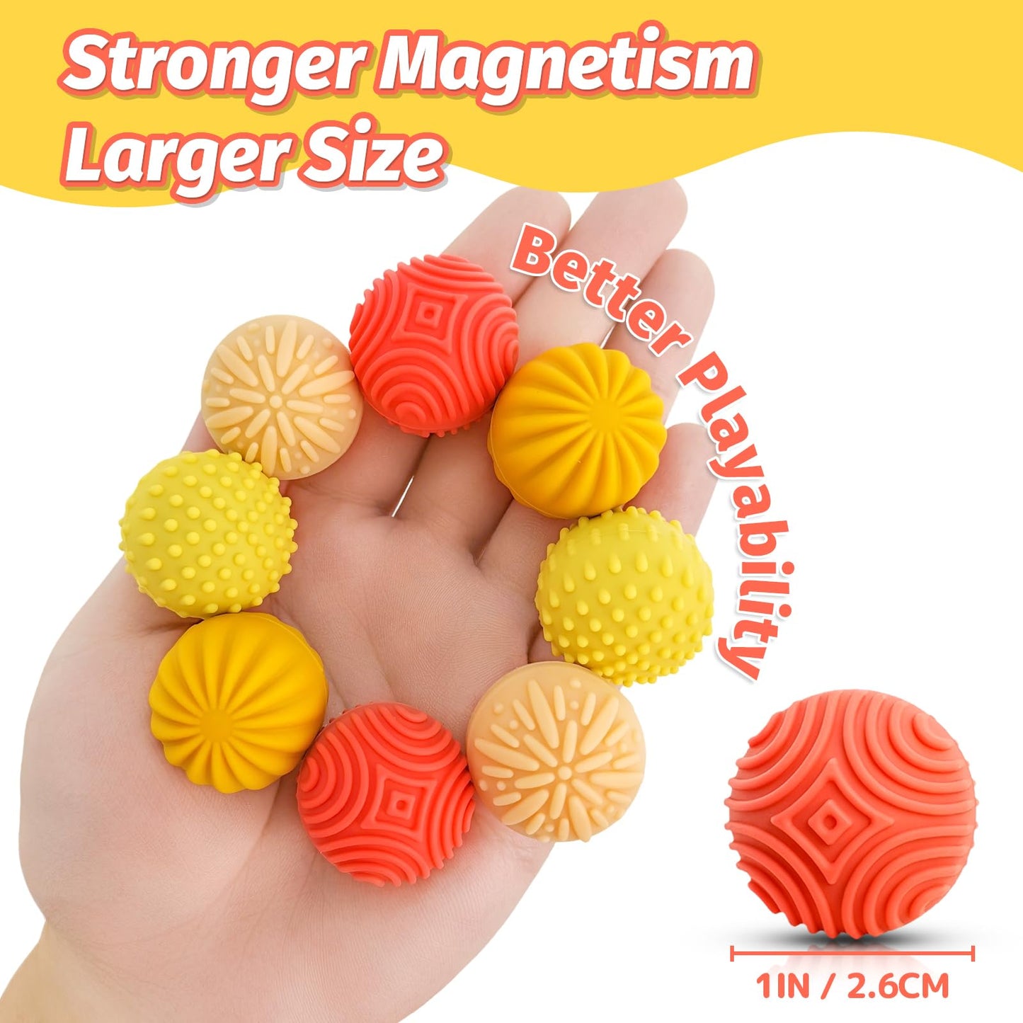 GLMZZ Fidget Magnet Ball Toys – 8-Piece Orange Sensory Set for Focus, Silent Stress Relief, Desk Calm
