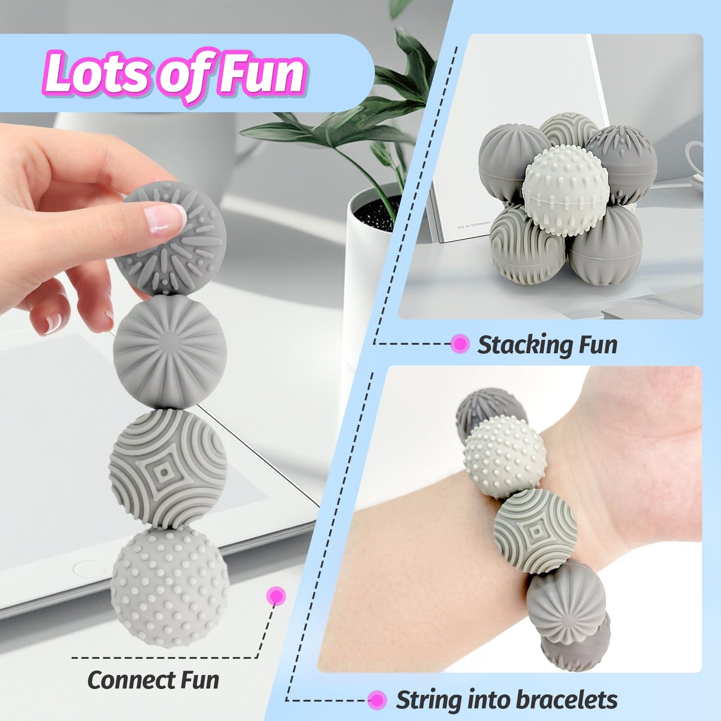 GLMZZ Weighted Magnetic Fidget Balls – 4 Silicone Stress Relief Balls with Case