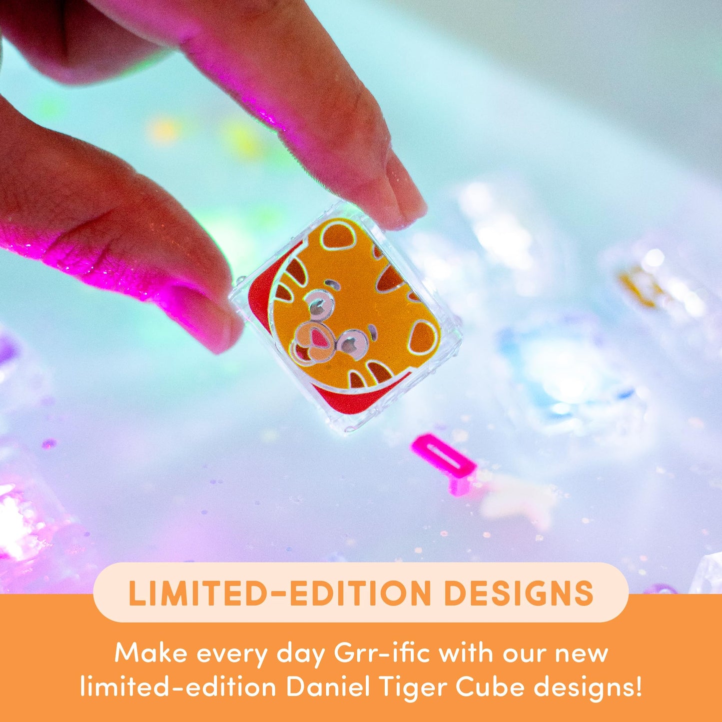 Glo Pals Daniel Tiger Water-Activated Light-Up Bath Cubes – 6 Reusable Sensory Toys