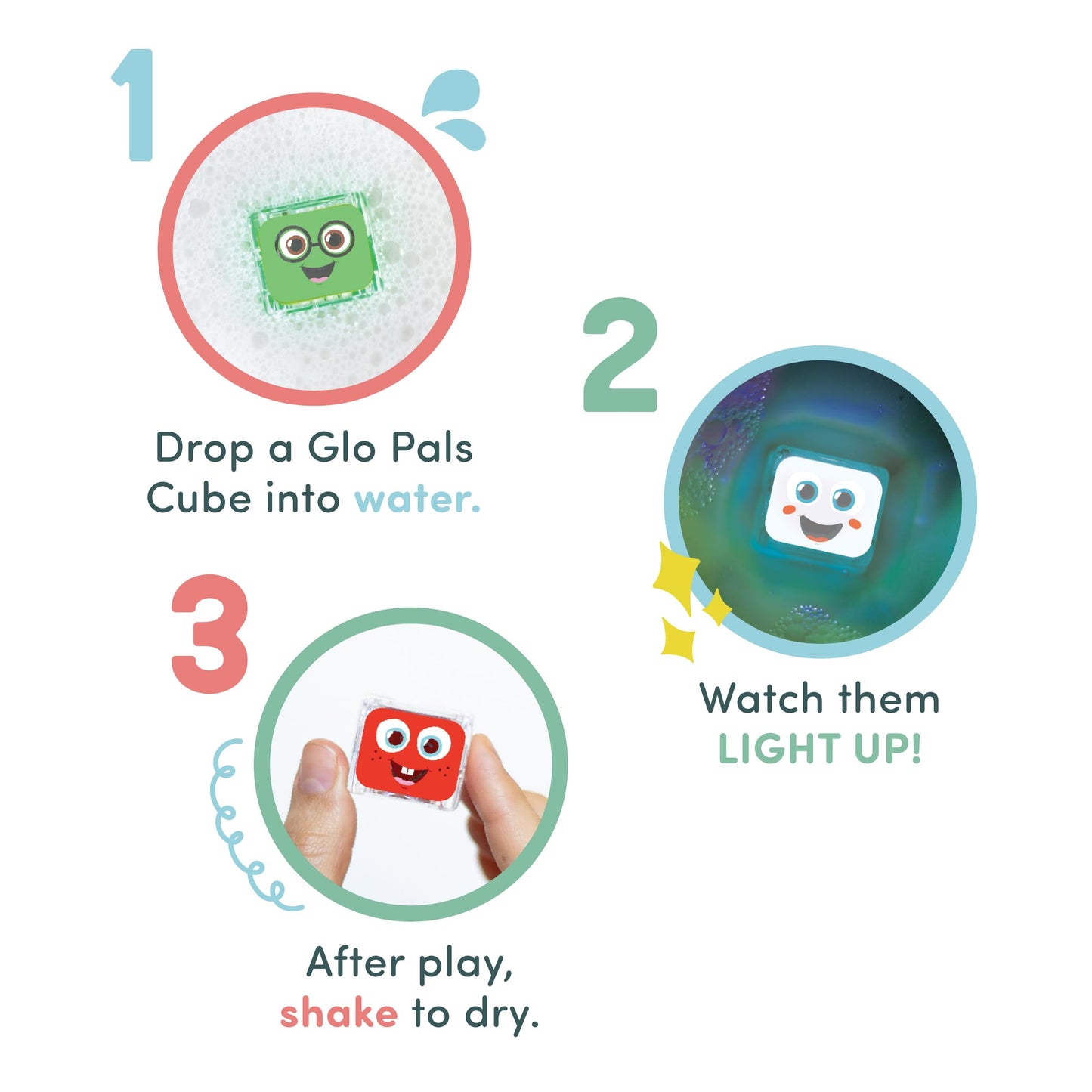 Glo Pals Water-Activated Light-Up Cubes Bundle – 12 Pack (Holly Jolly) for Sensory Play