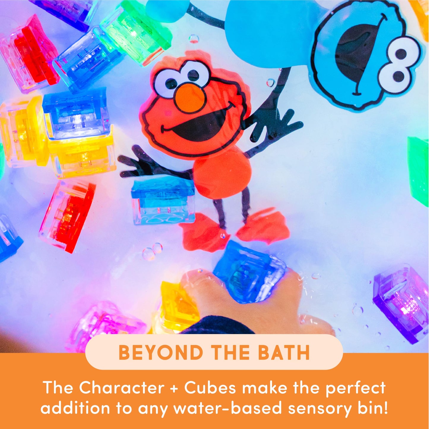 Glo Pals x Sesame Street: Elmo Water-Activated Light-Up Cubes for Sensory Bath Play