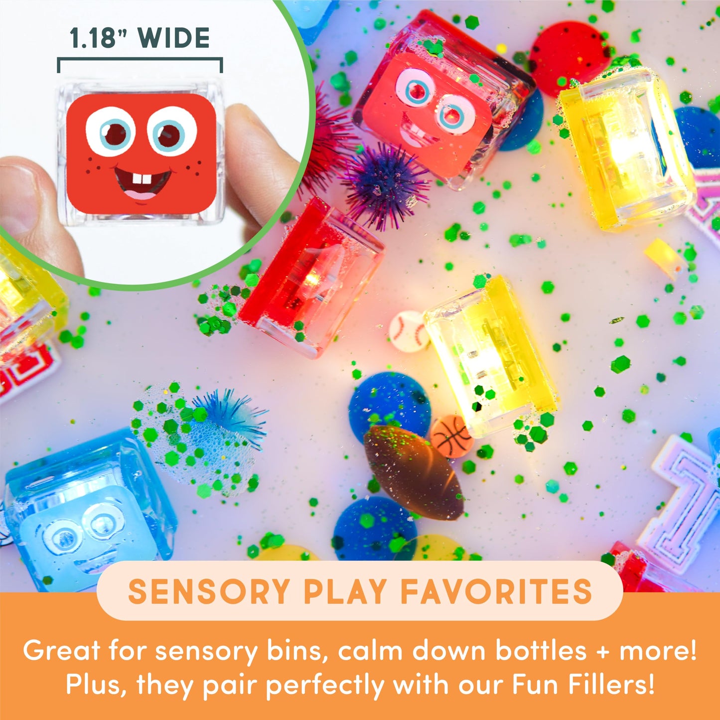 Glo Pals Water-Activated Light-Up Cubes Bundle – 12 Pack for Sensory Play | Primary Pals