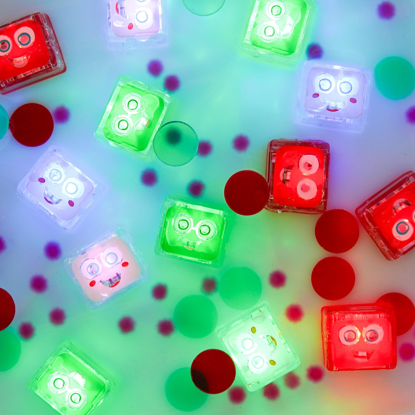 Glo Pals Water-Activated Light-Up Cubes Bundle – 12 Pack (Holly Jolly) for Sensory Play
