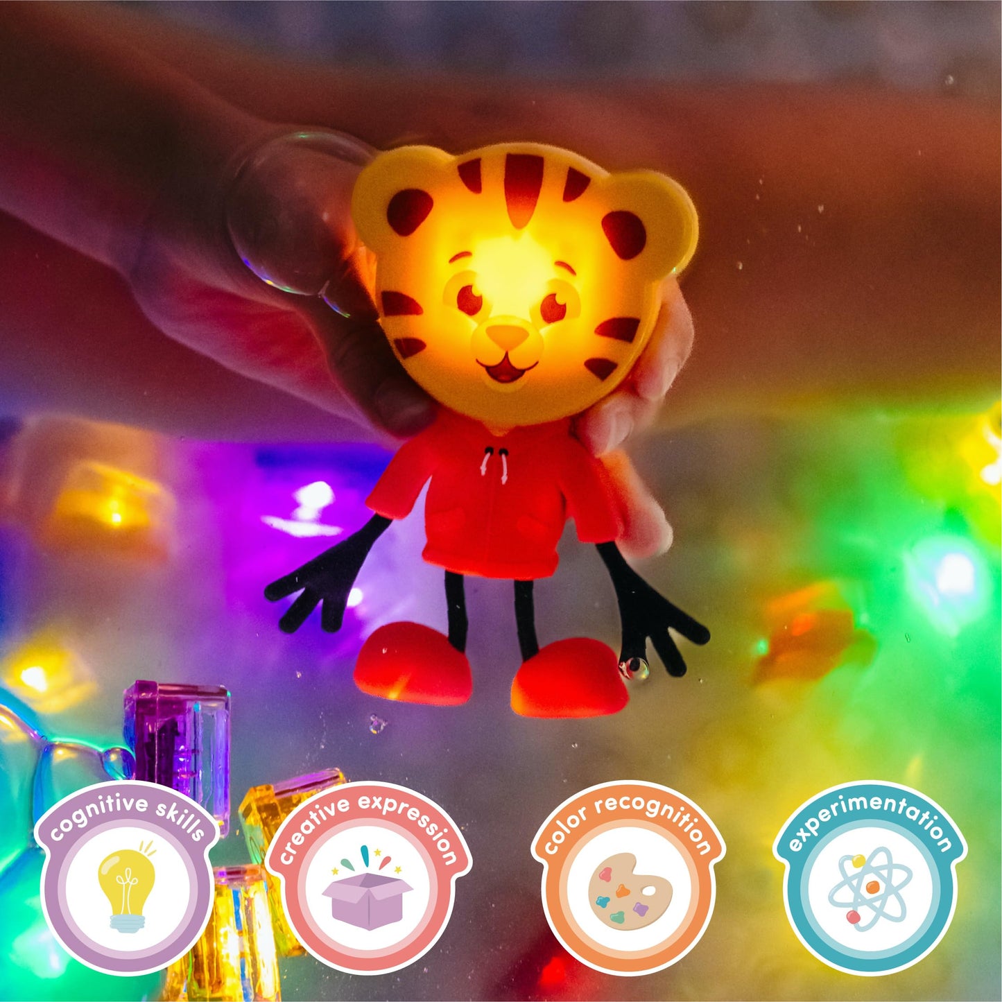 Glo Pals x Daniel Tiger Bath Toys: Water-Activated Light-Up Cubes (6 Reusable)