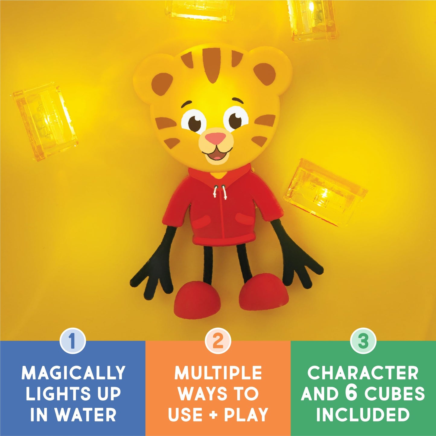 Glo Pals x Daniel Tiger Bath Toys: Water-Activated Light-Up Cubes (6 Reusable)