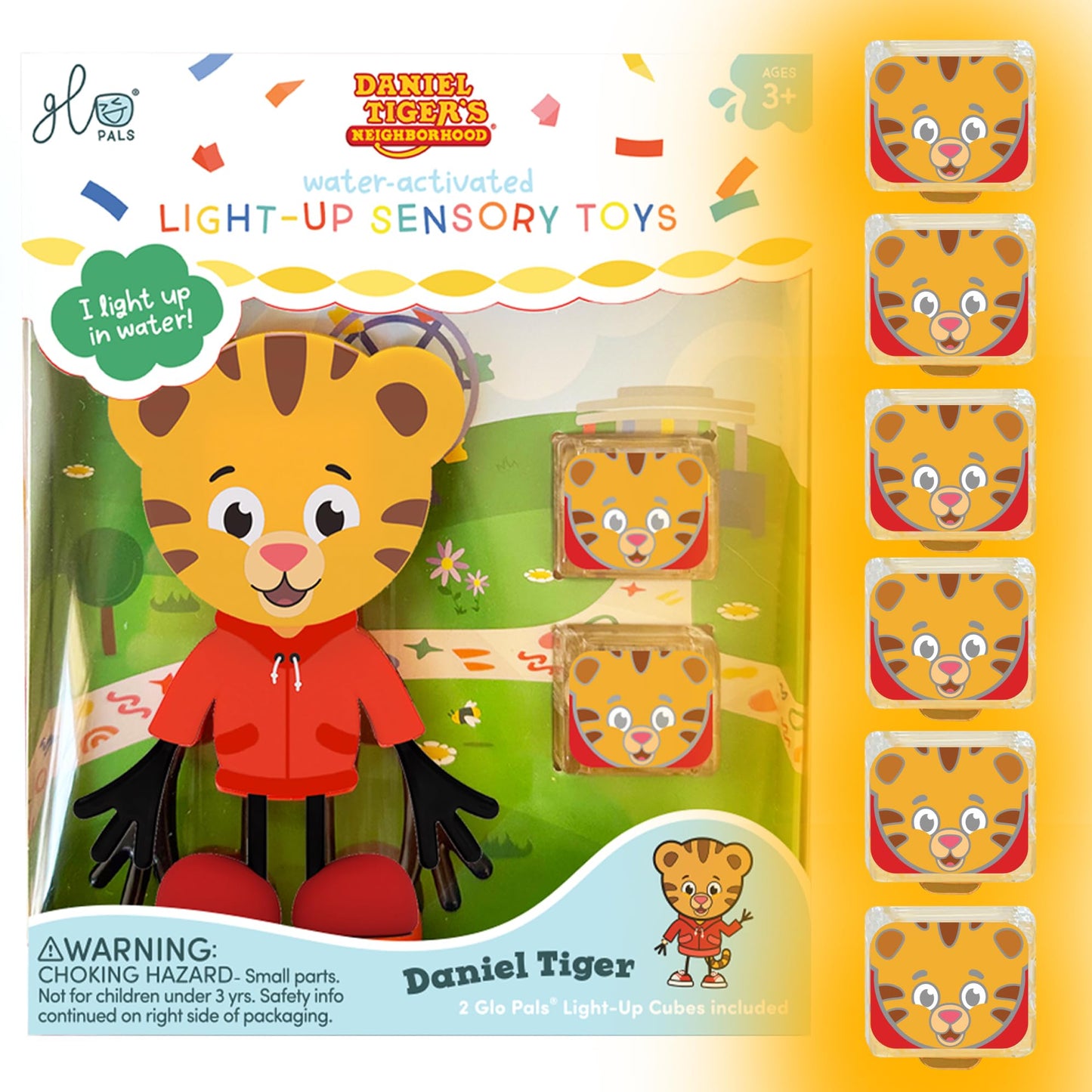 Glo Pals x Daniel Tiger Bath Toys: Water-Activated Light-Up Cubes (6 Reusable)
