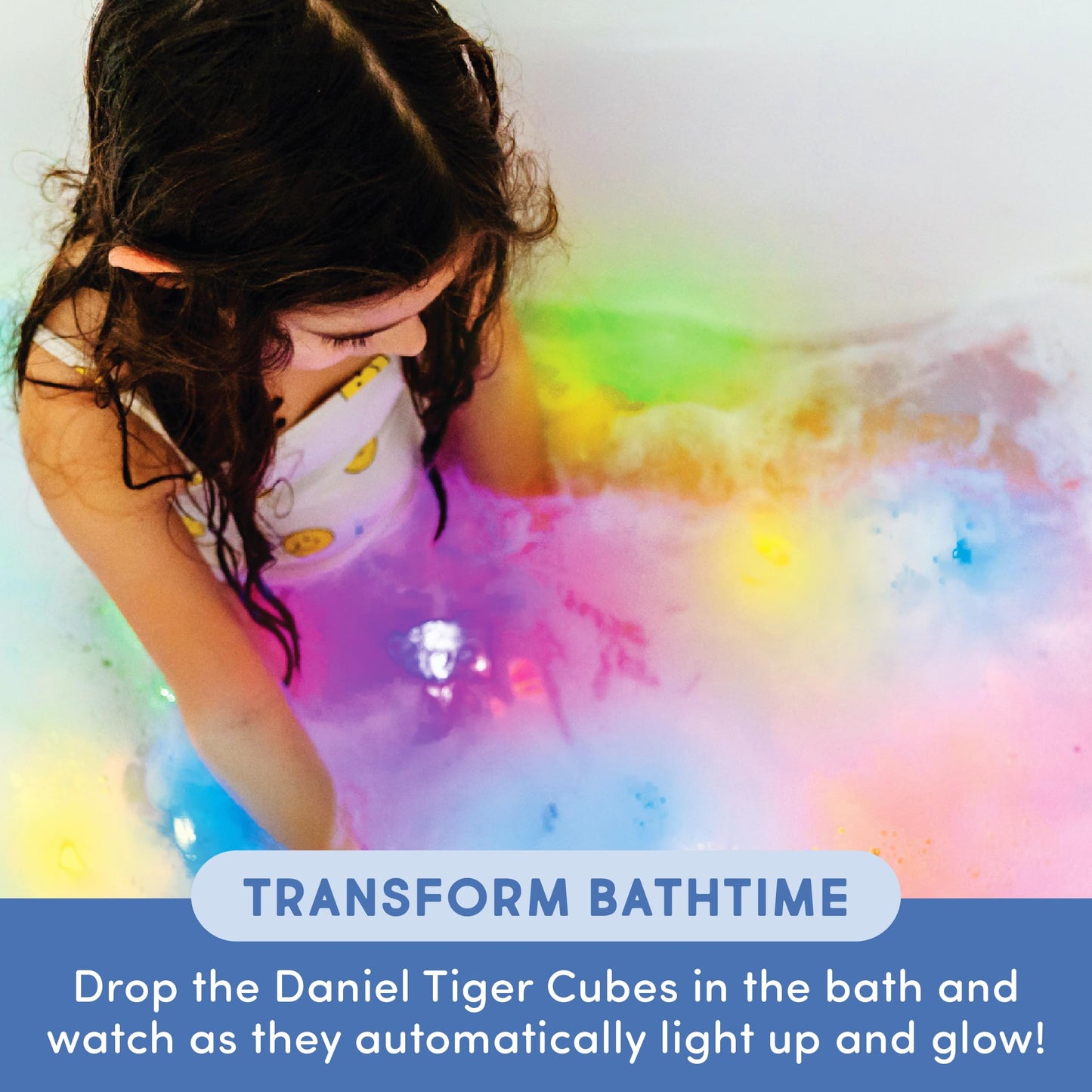 Glo Pals Daniel Tiger Water-Activated Light-Up Bath Cubes – 6 Reusable Sensory Toys